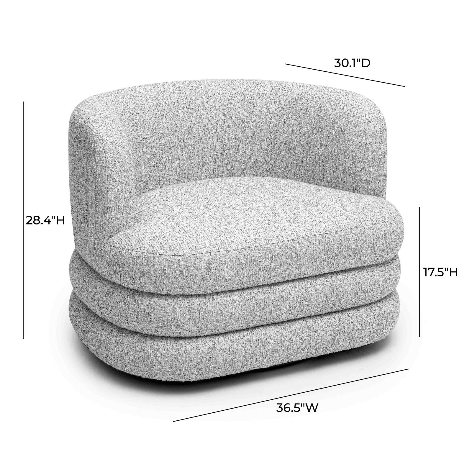 TOV Furniture Astor Light Grey Swivel Hotel Lounge Chair