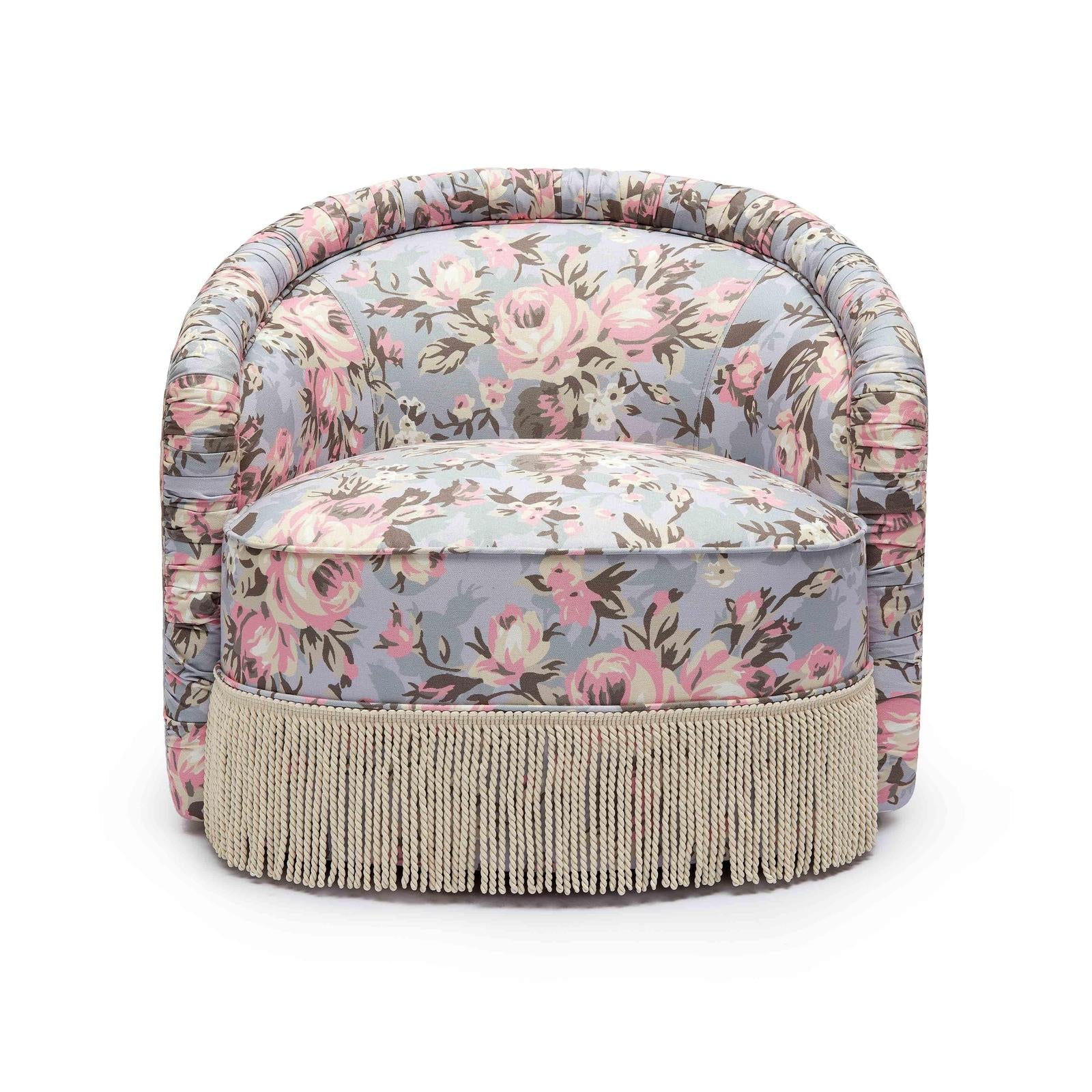 TOV Furniture Pamela Spring Floral Print Tasseled Lounge Chair
