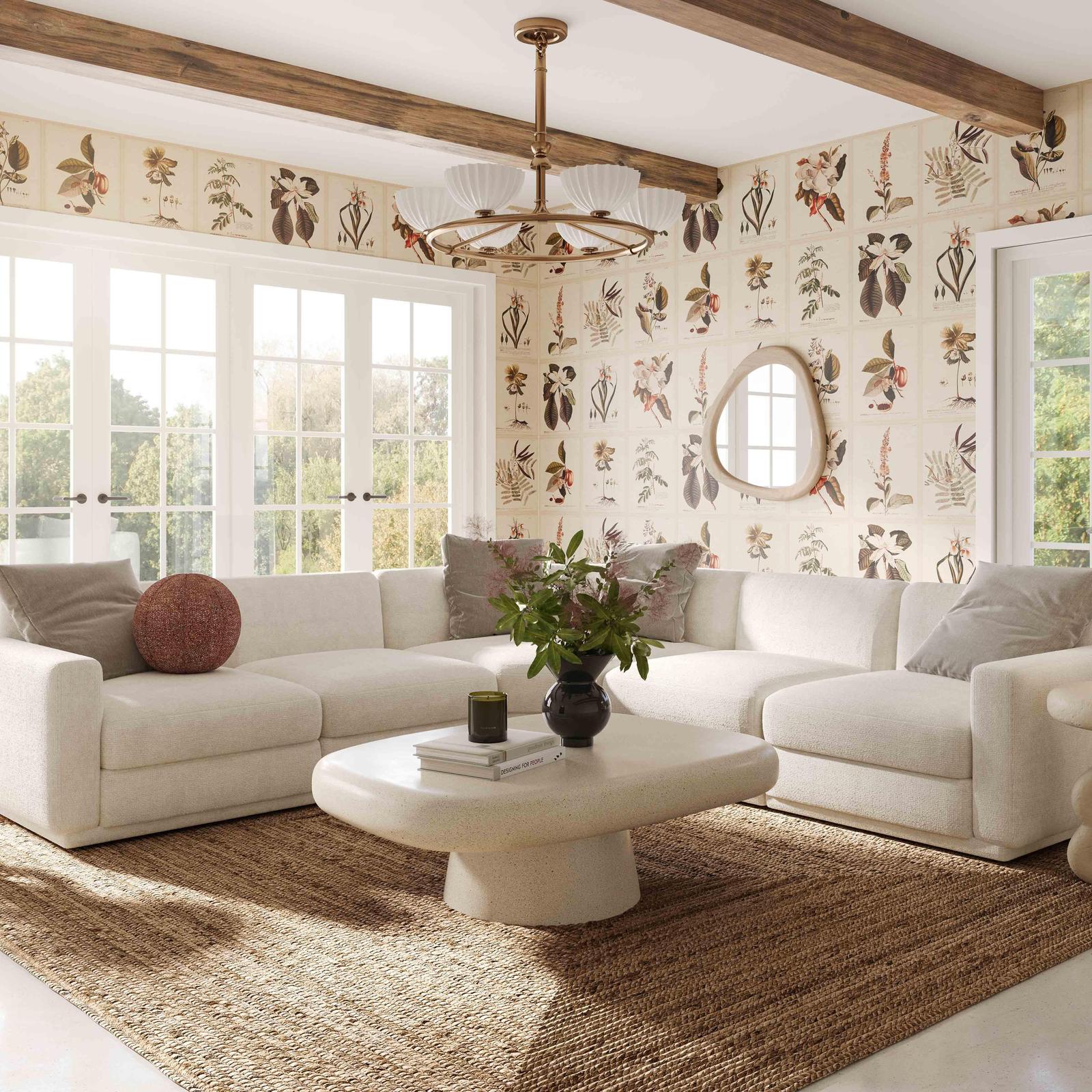 TOV Furniture Perry Cream Chenille Modular Chair