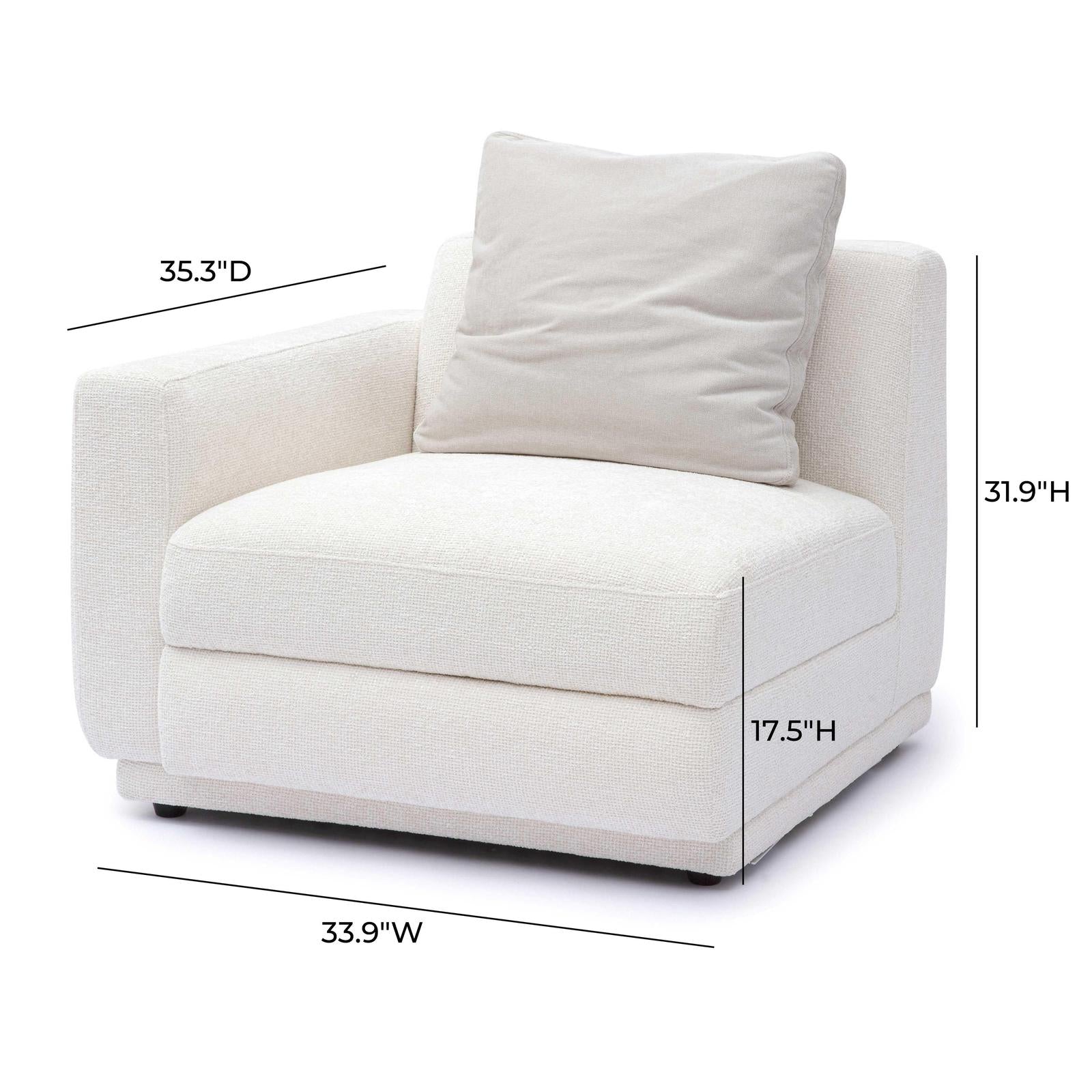 TOV Furniture Perry Cream Chenille Modular Chair