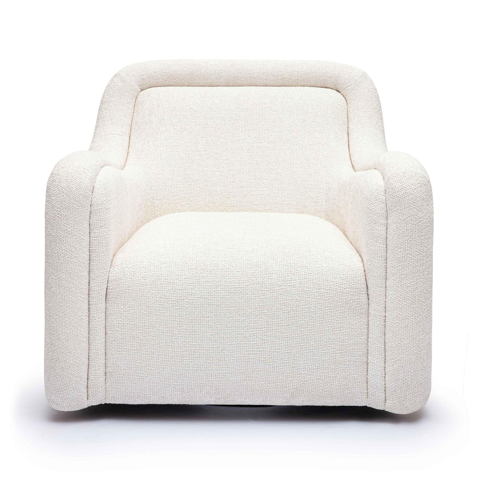 TOV Furniture Charli Cream Basketweave Chenille Swivel Chair