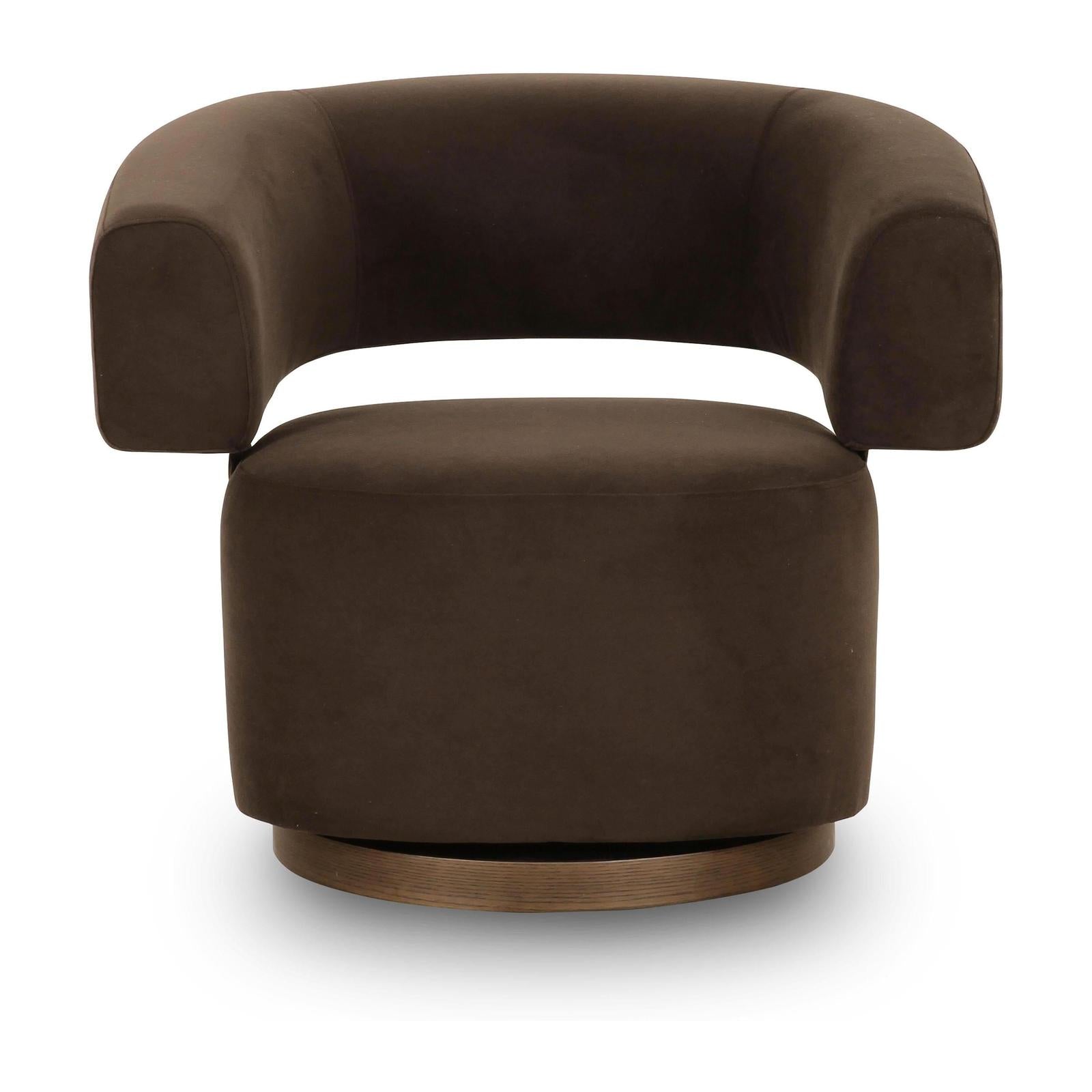 TOV Furniture River Chocolate Brown Performance Velvet Swivel Accent Chair
