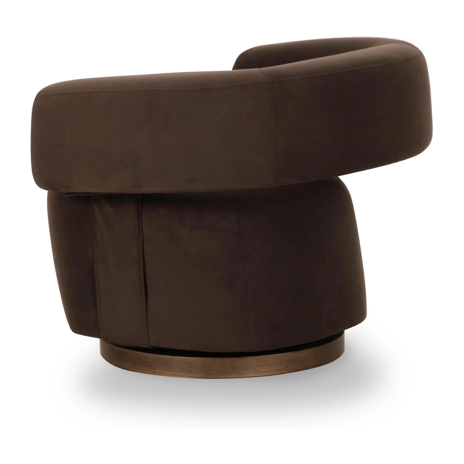 TOV Furniture River Chocolate Brown Performance Velvet Swivel Accent Chair