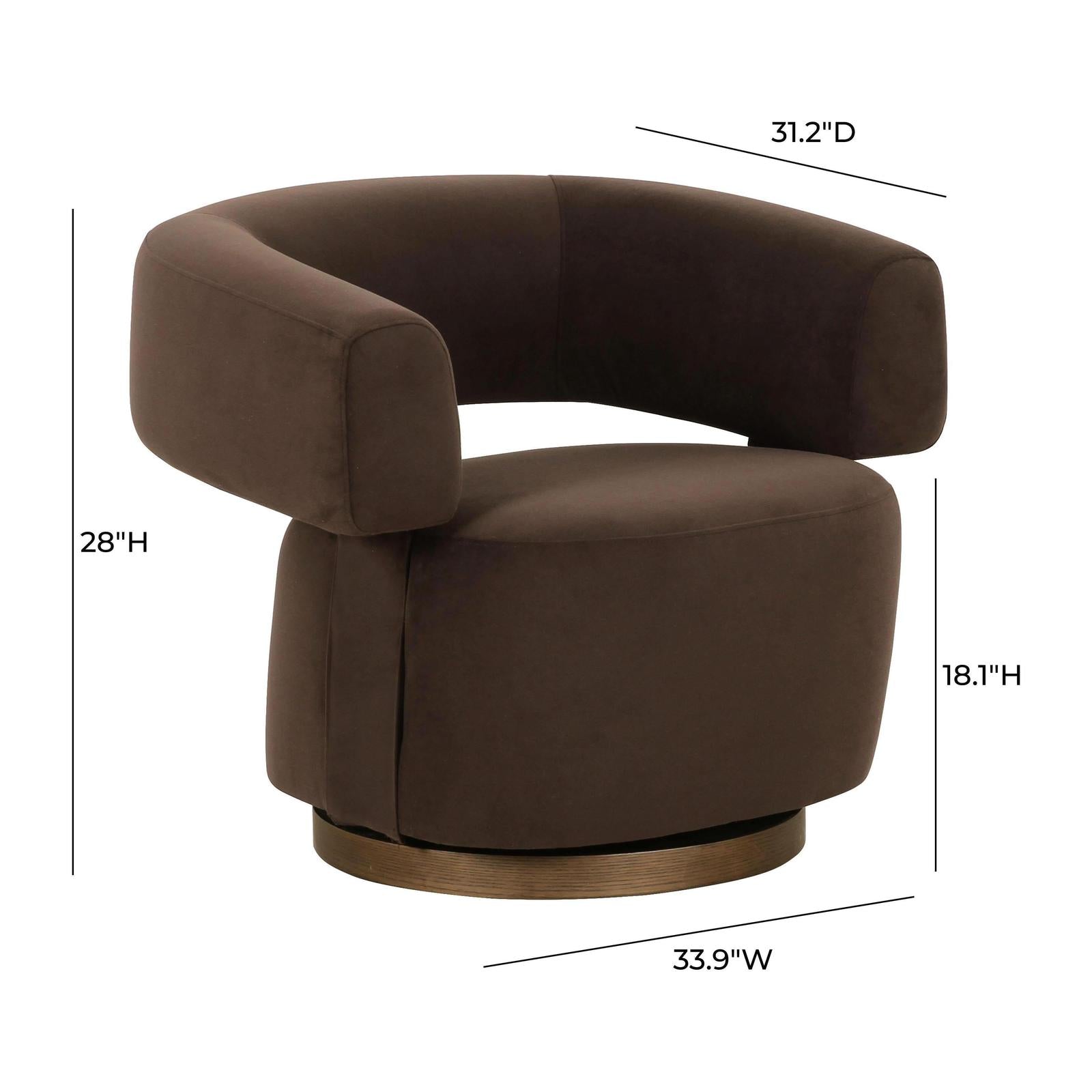 TOV Furniture River Chocolate Brown Performance Velvet Swivel Accent Chair