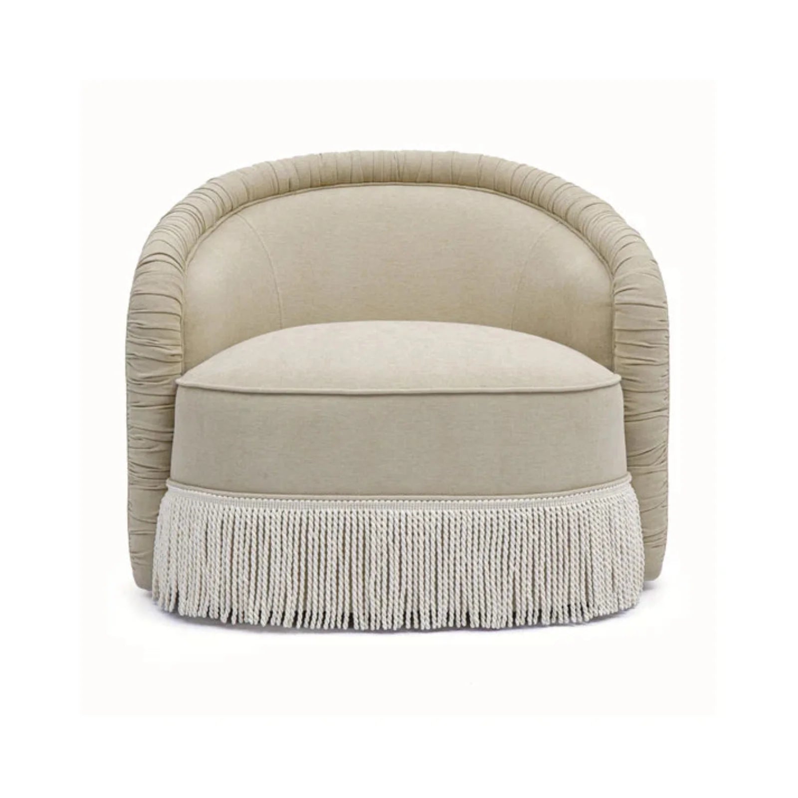 TOV Furniture Pamela Tan Performance Chenille Tasseled Lounge Accent Chair