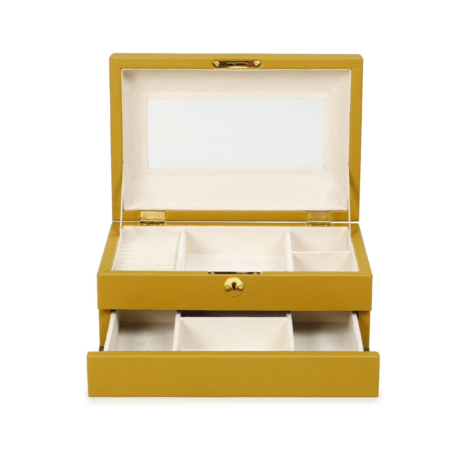 TOV Furniture Knox Mustard Yellow Vegan Leather Contract-Grade Jewelry Box