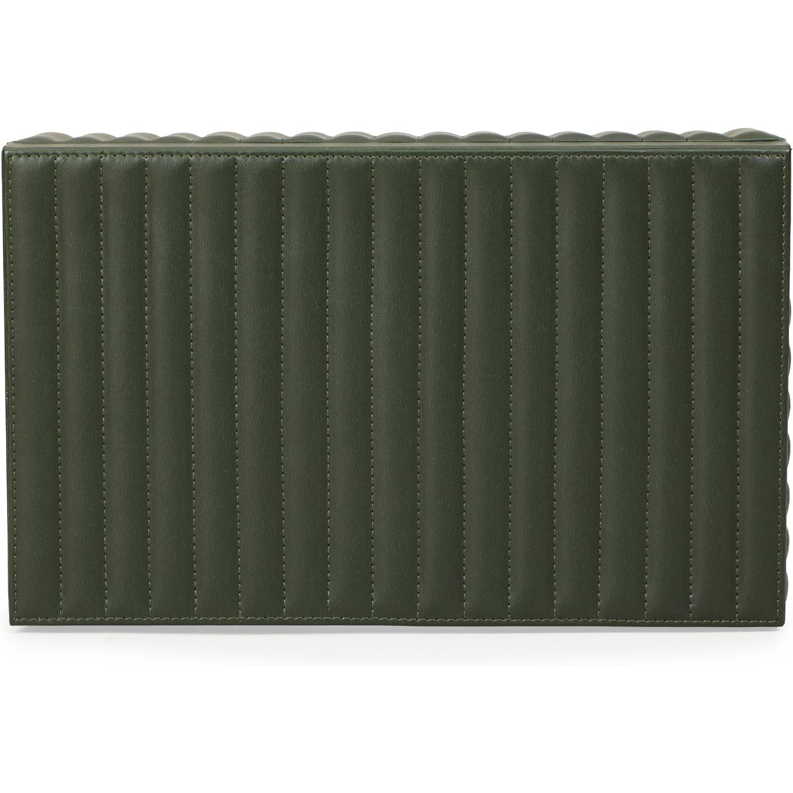 TOV Furniture Eton Ribbed Green Vegan Leather Contract-Grade Storage Box