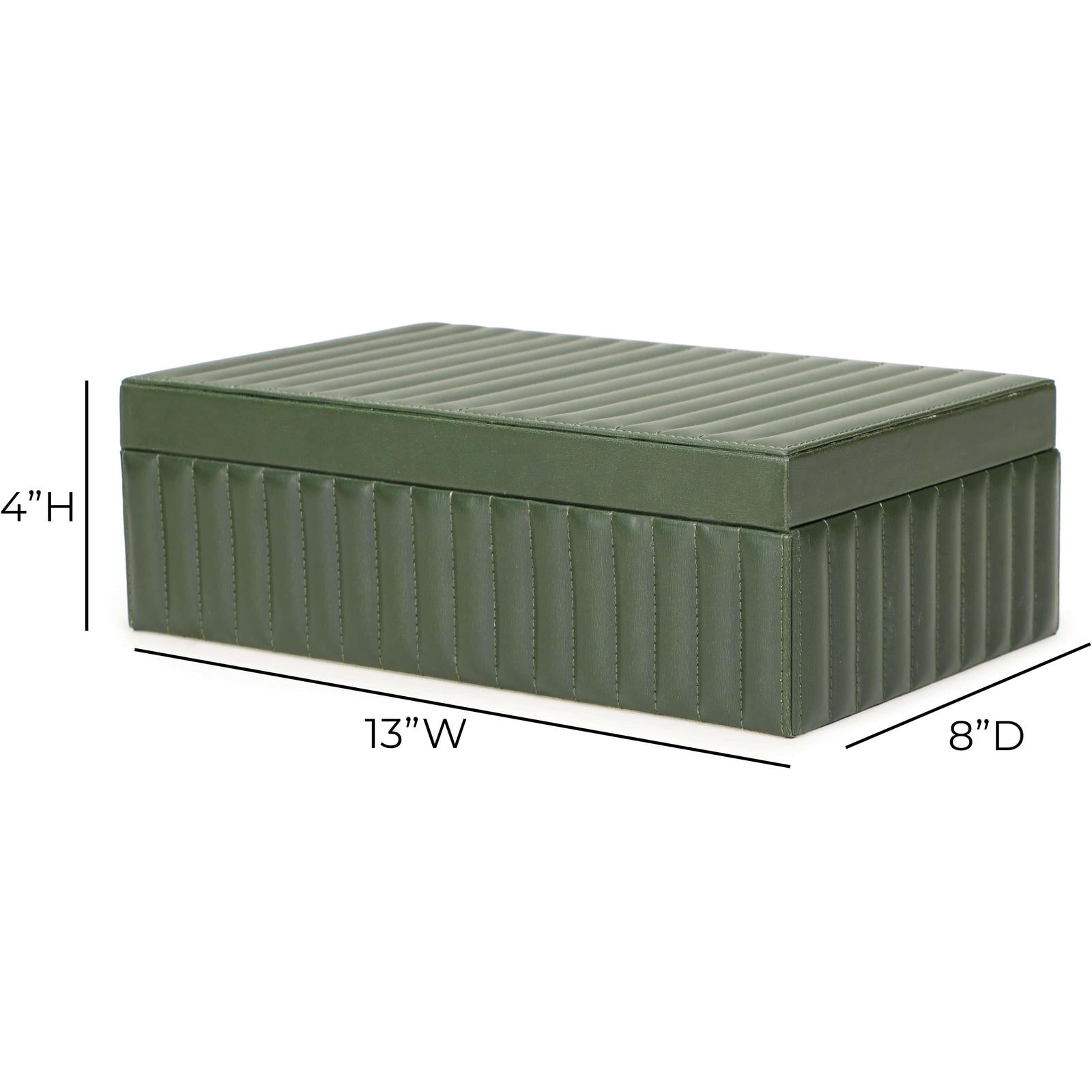 TOV Furniture Eton Ribbed Green Vegan Leather Contract-Grade Storage Box