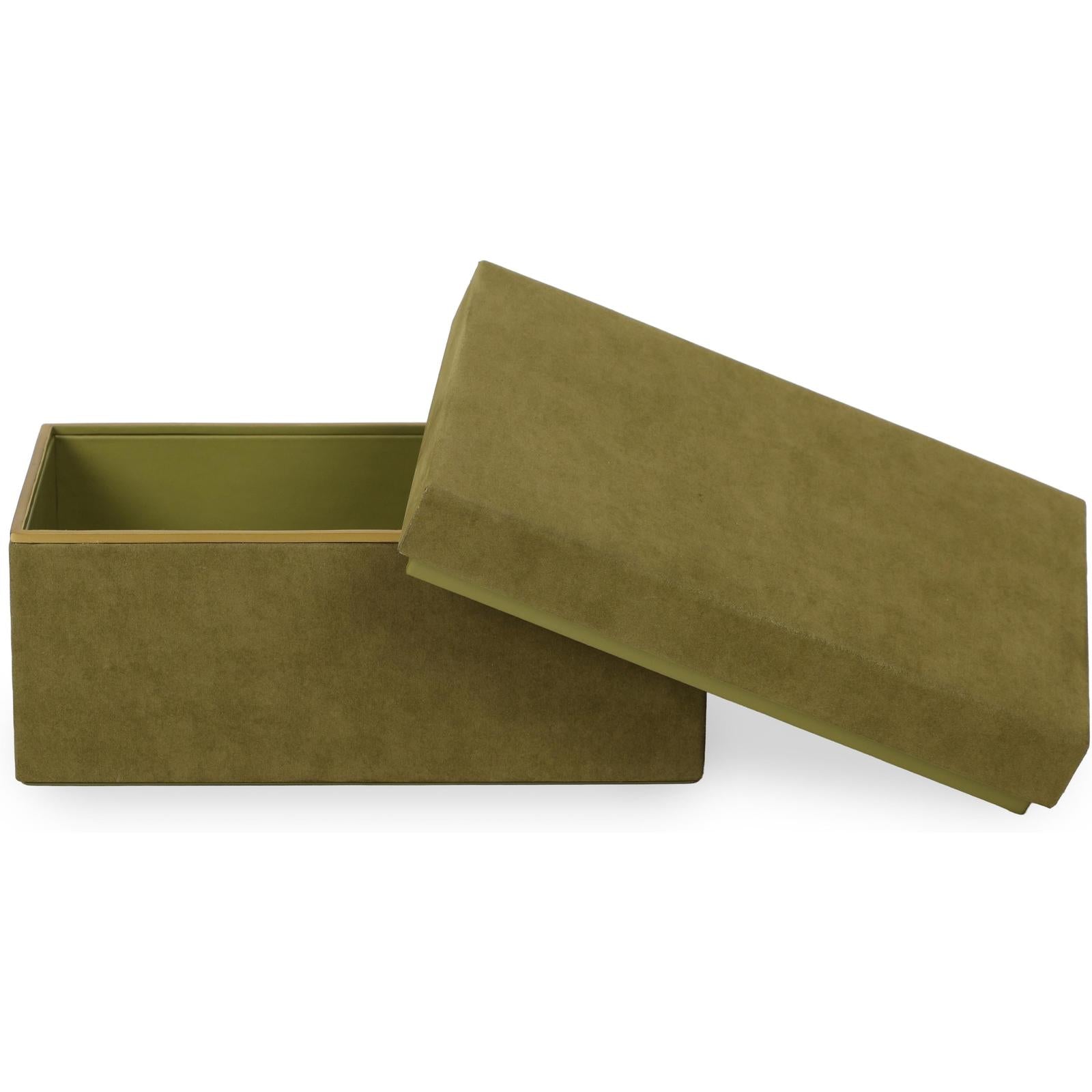 TOV Furniture Pisa Green Vegan Suede Contract-Grade Storage Box