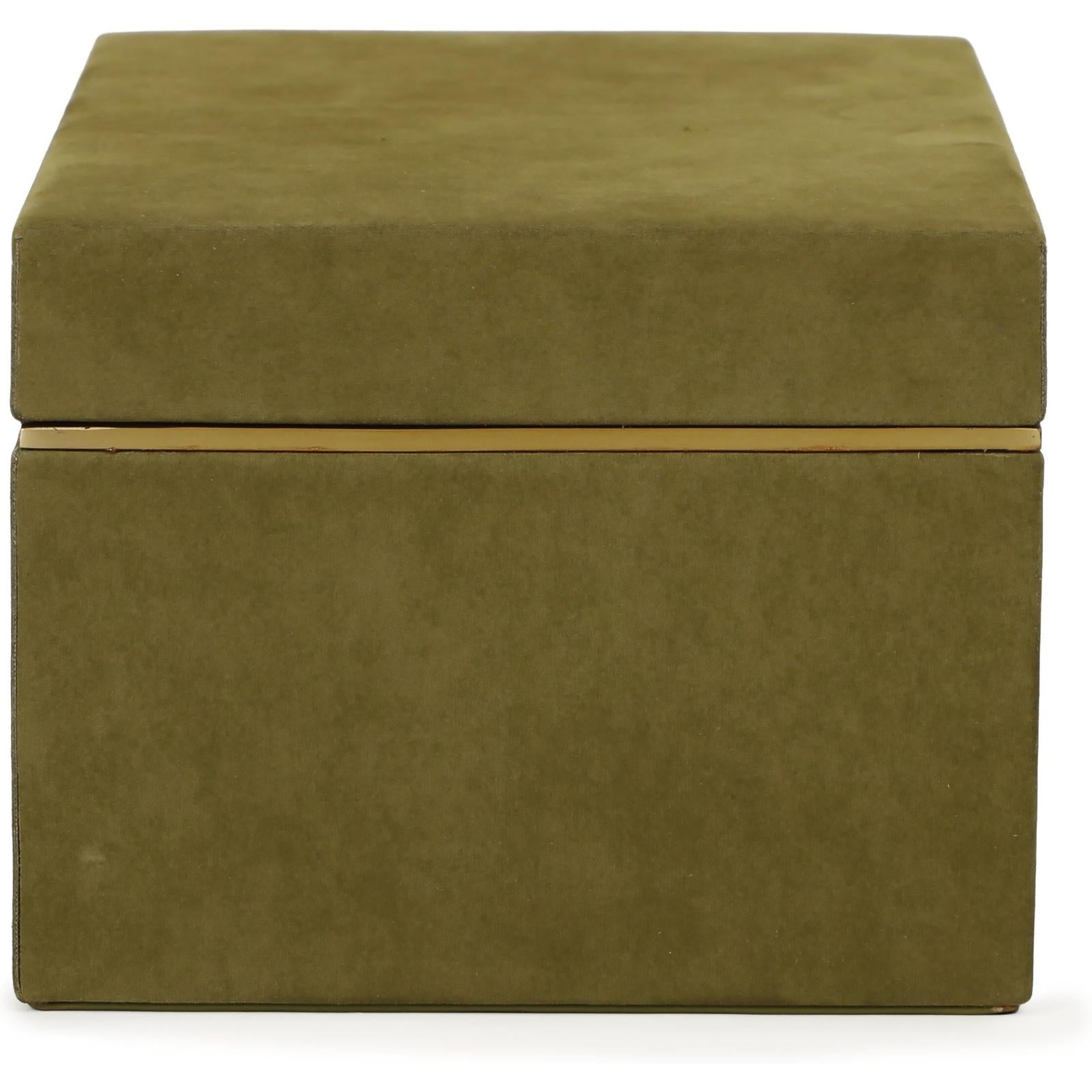 TOV Furniture Pisa Green Vegan Suede Contract-Grade Storage Box