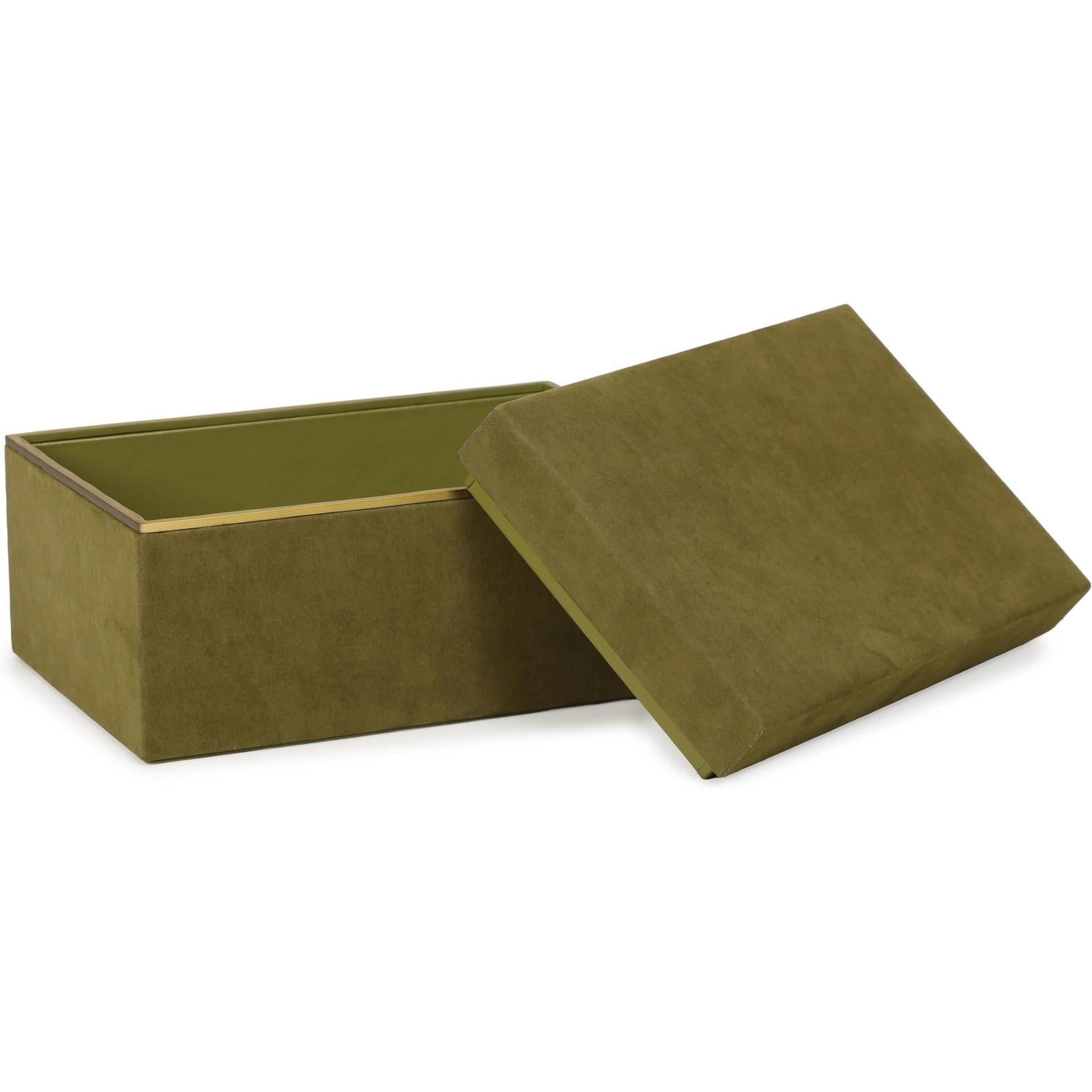 TOV Furniture Pisa Green Vegan Suede Contract-Grade Storage Box