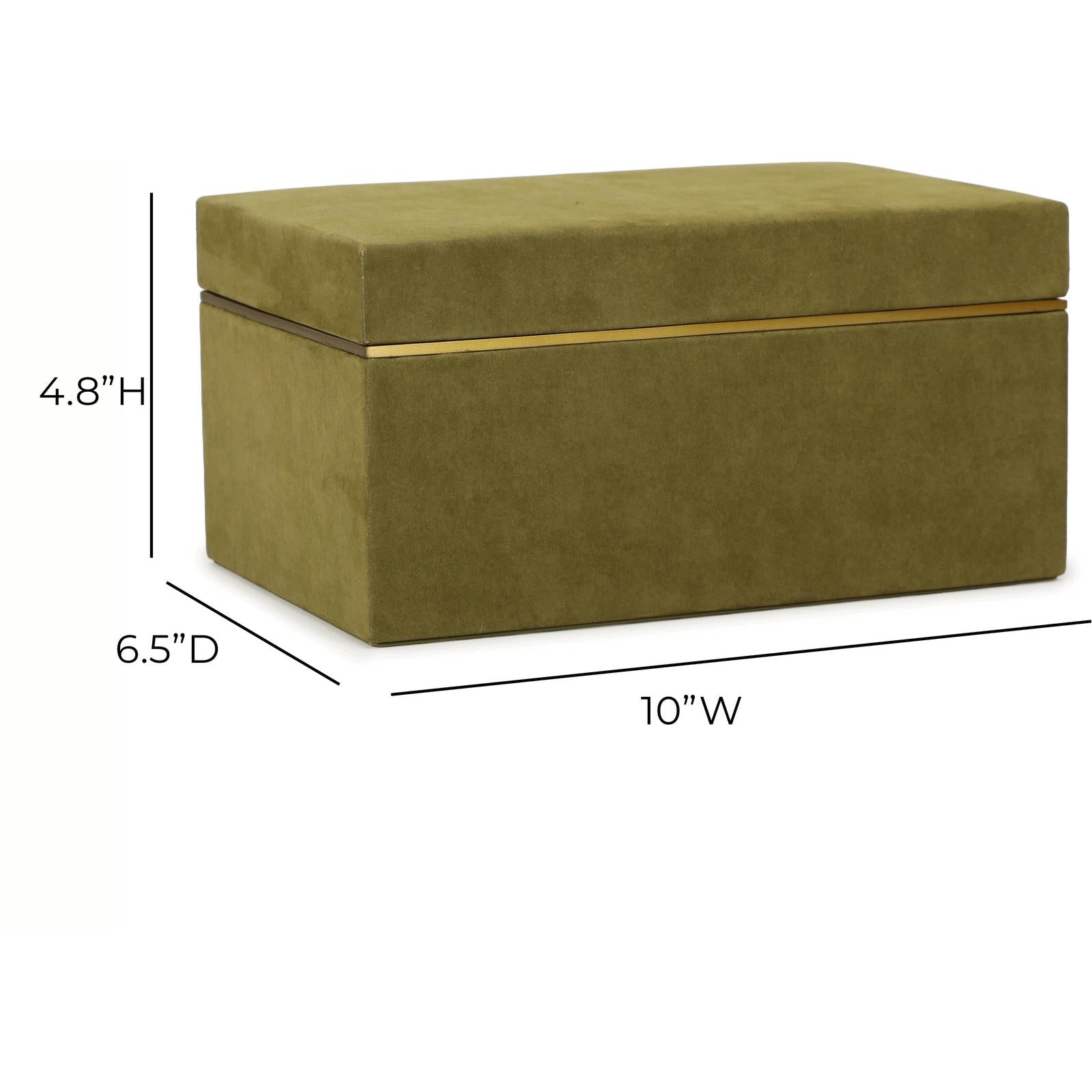 TOV Furniture Pisa Green Vegan Suede Contract-Grade Storage Box