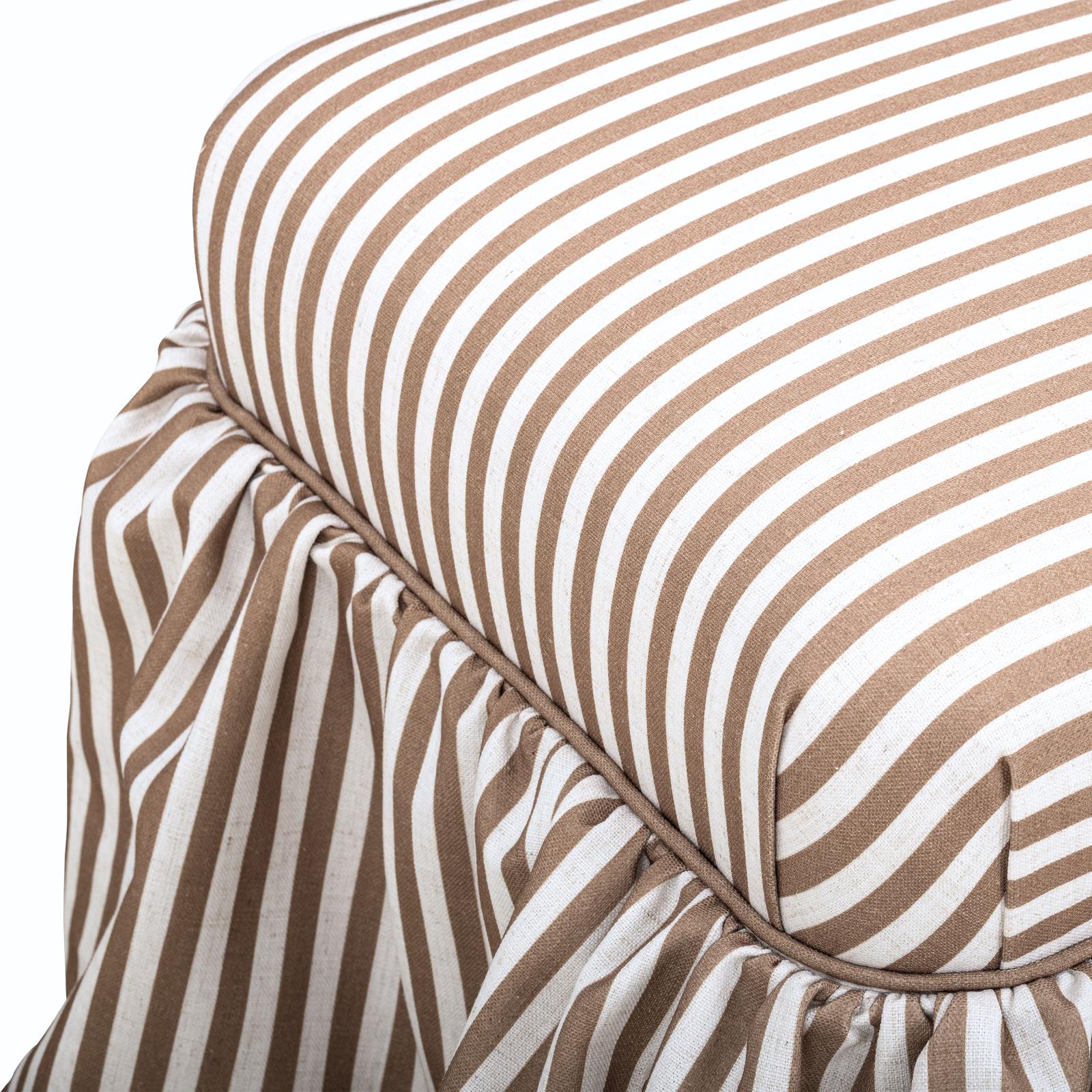 TOV Furniture Gertrude Striped Performance Linen Skirted Ottoman