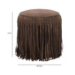 TOV Furniture Daphne Round Suede Fringe Ottoman