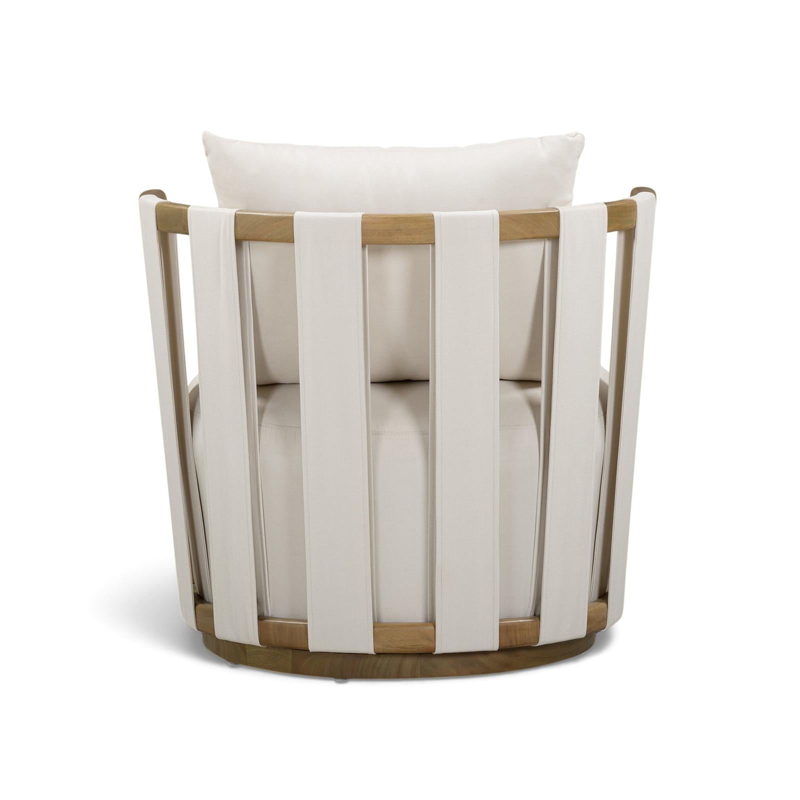 TOV Furniture Paolo Cream Upcycled Basketweave Fabric Outdoor Accent Chair