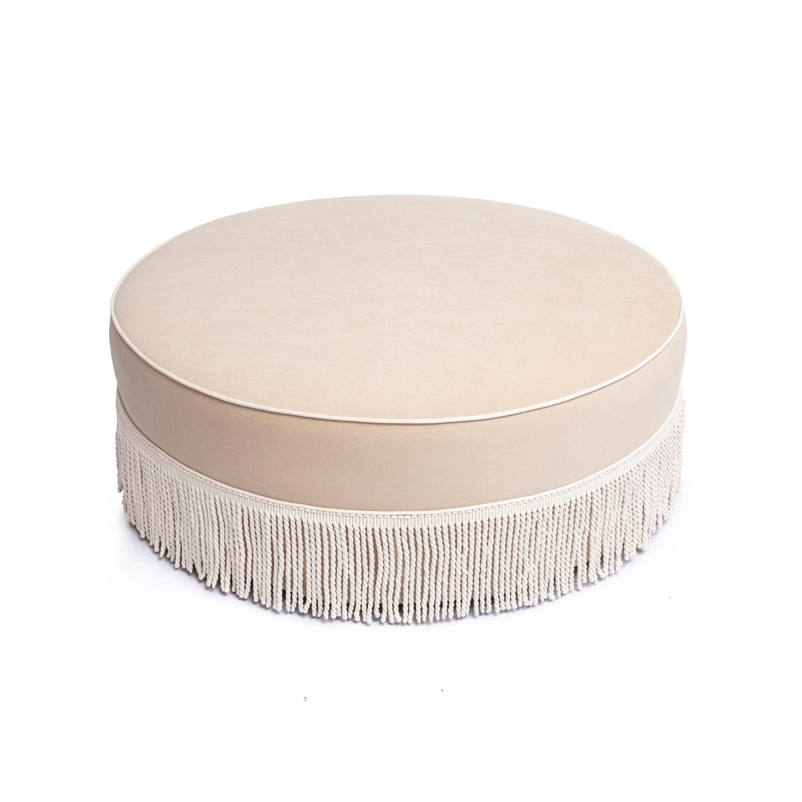 TOV Furniture Tassy Tasseled Round Ottoman