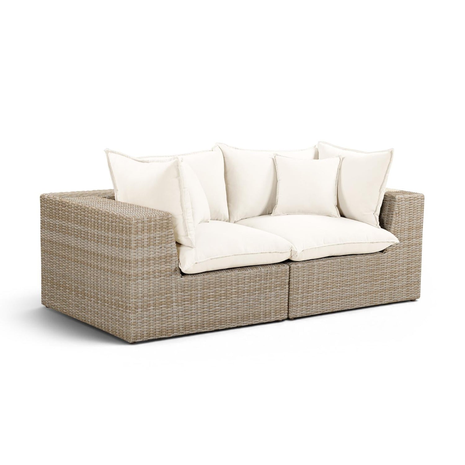 TOV Furniture Cali 80" Performance Fabric & Wicker Outdoor Loveseat
