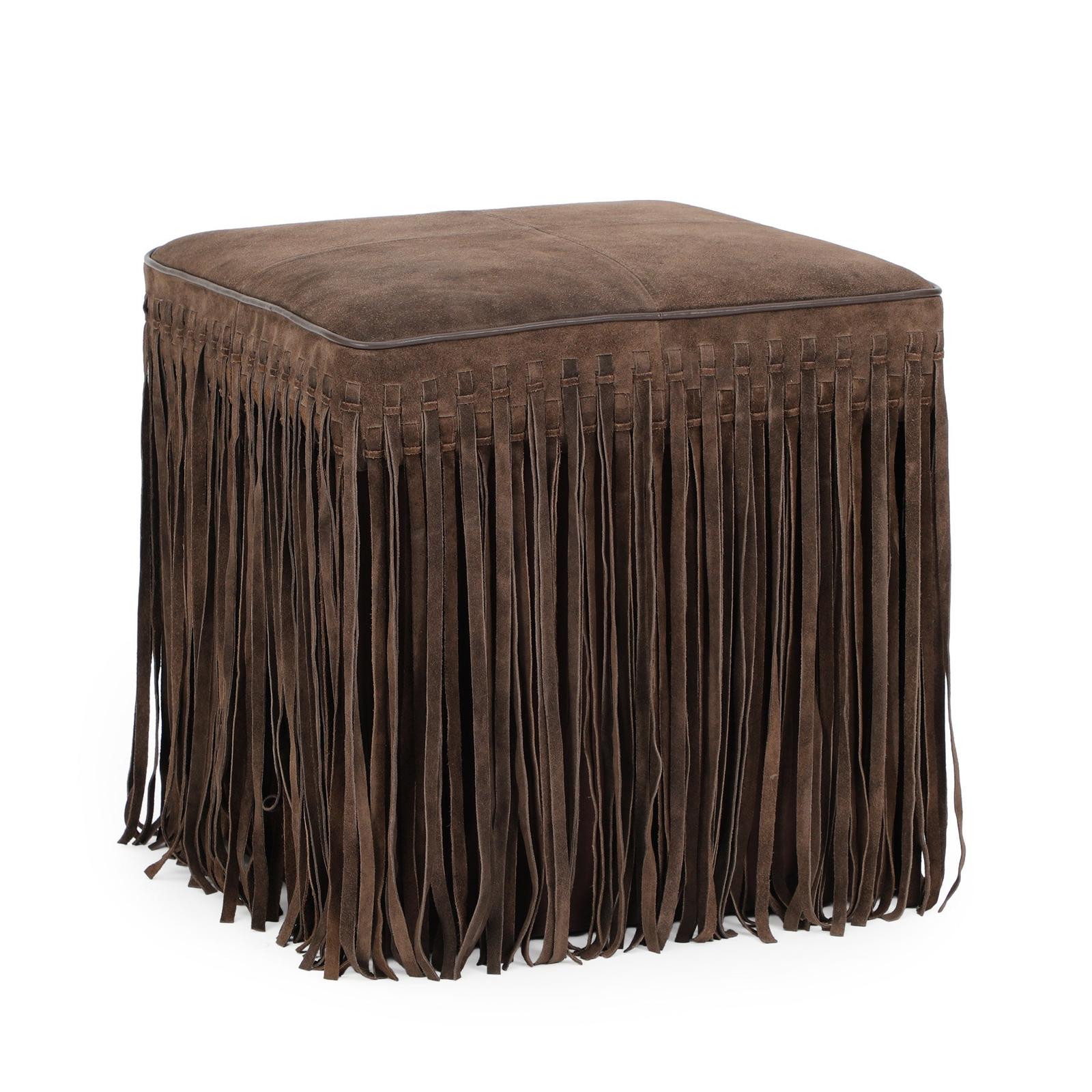 TOV Furniture Daphne Square Suede Fringe Ottoman
