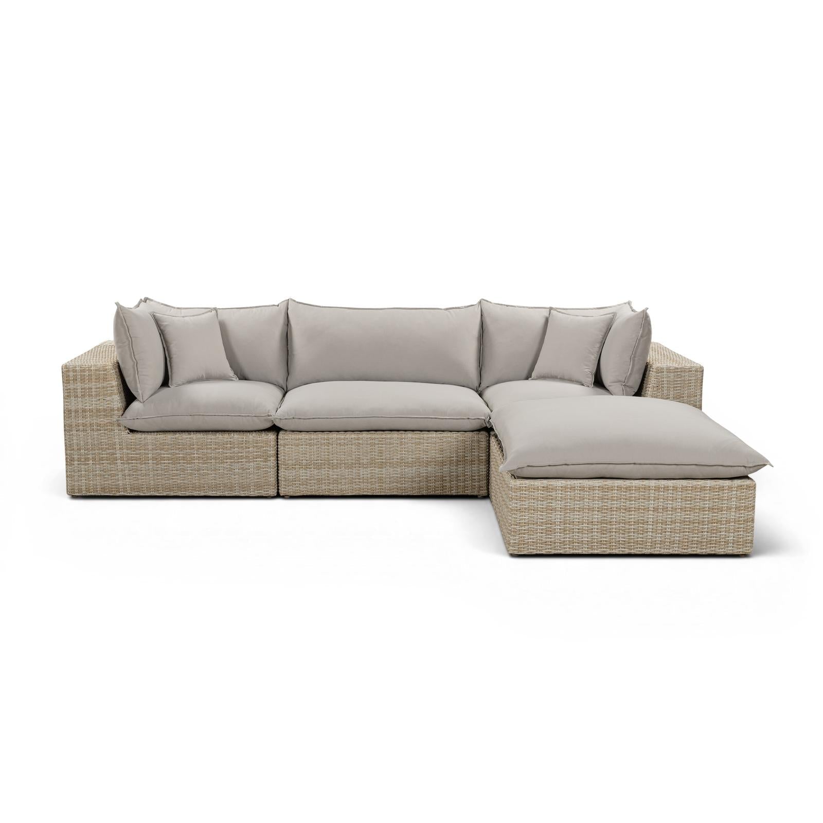 TOV Furniture Cali 4-Piece Performance Fabric & Wicker Outdoor Sectional