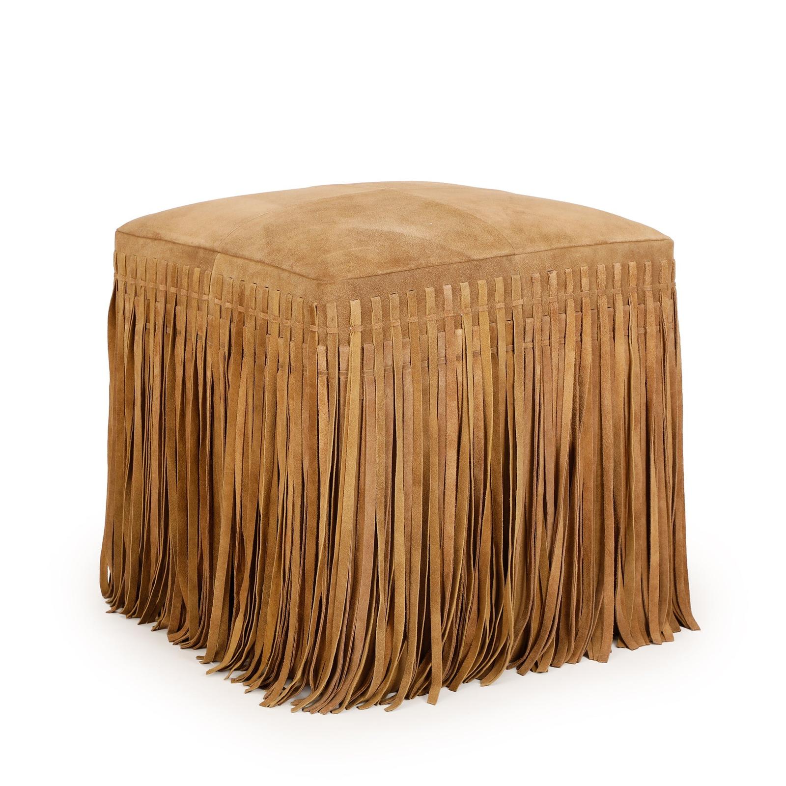 TOV Furniture Daphne Square Suede Fringe Ottoman