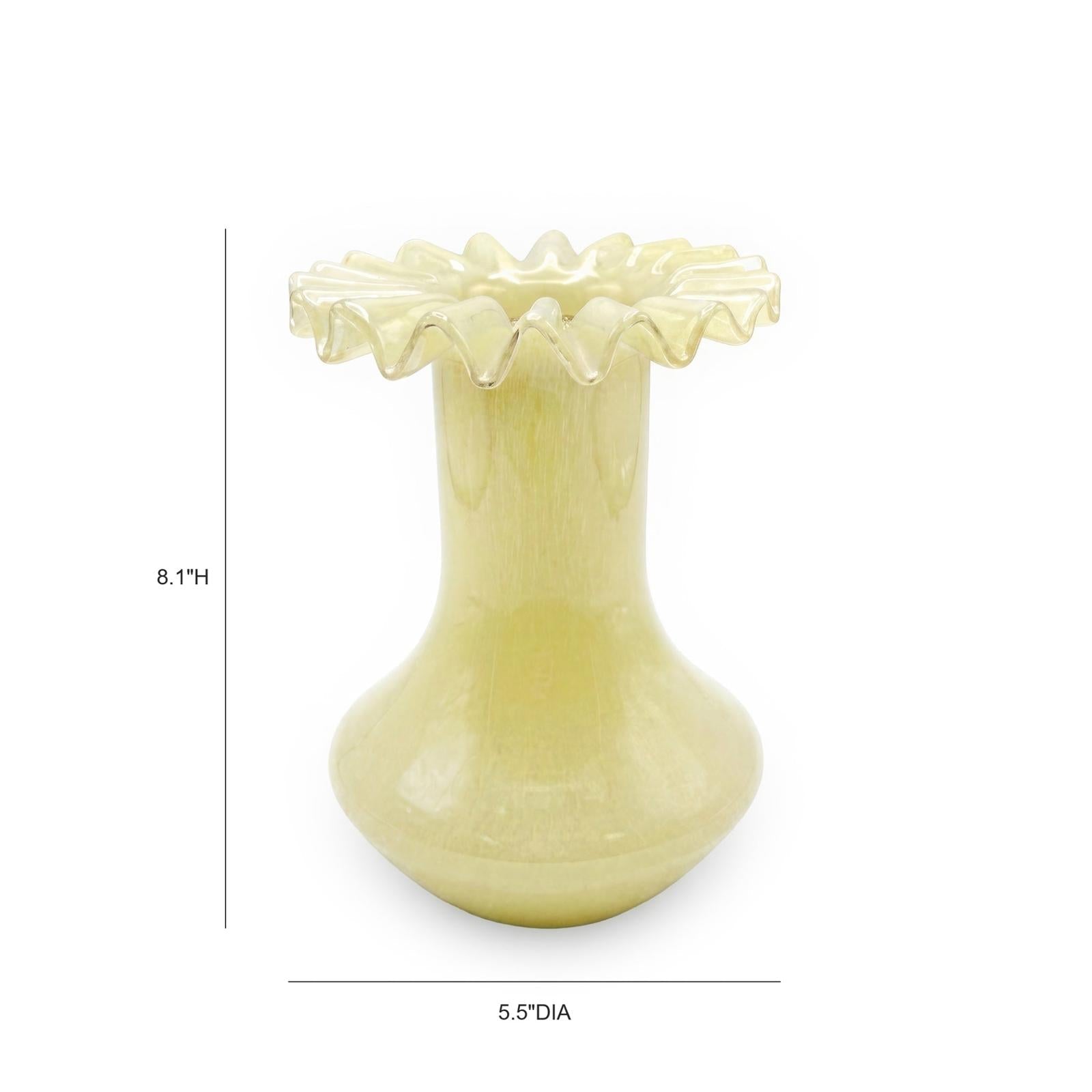 TOV Furniture Ruff Yellow Glass Vase