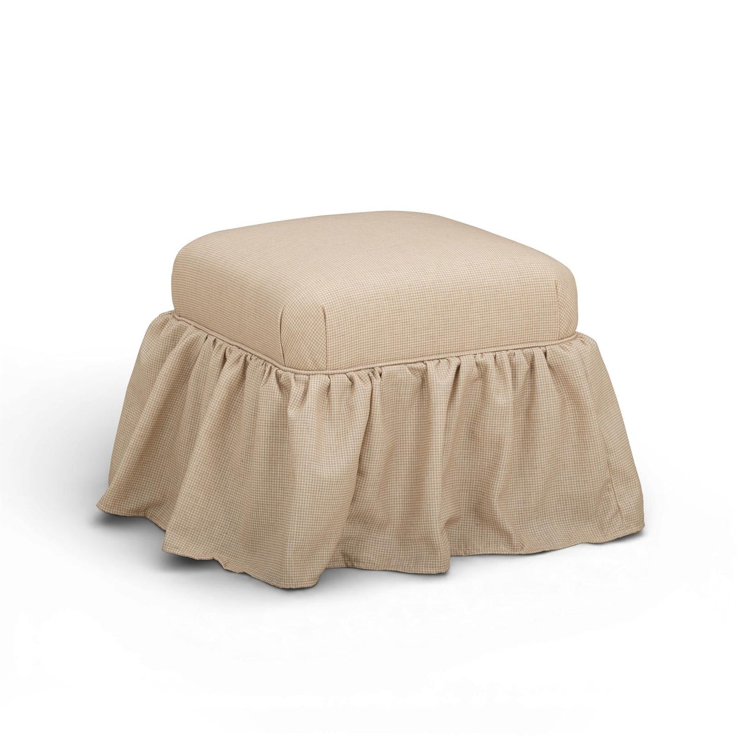 TOV Furniture Gertrude Yellow Gingham Performance Linen Skirted Ottoman