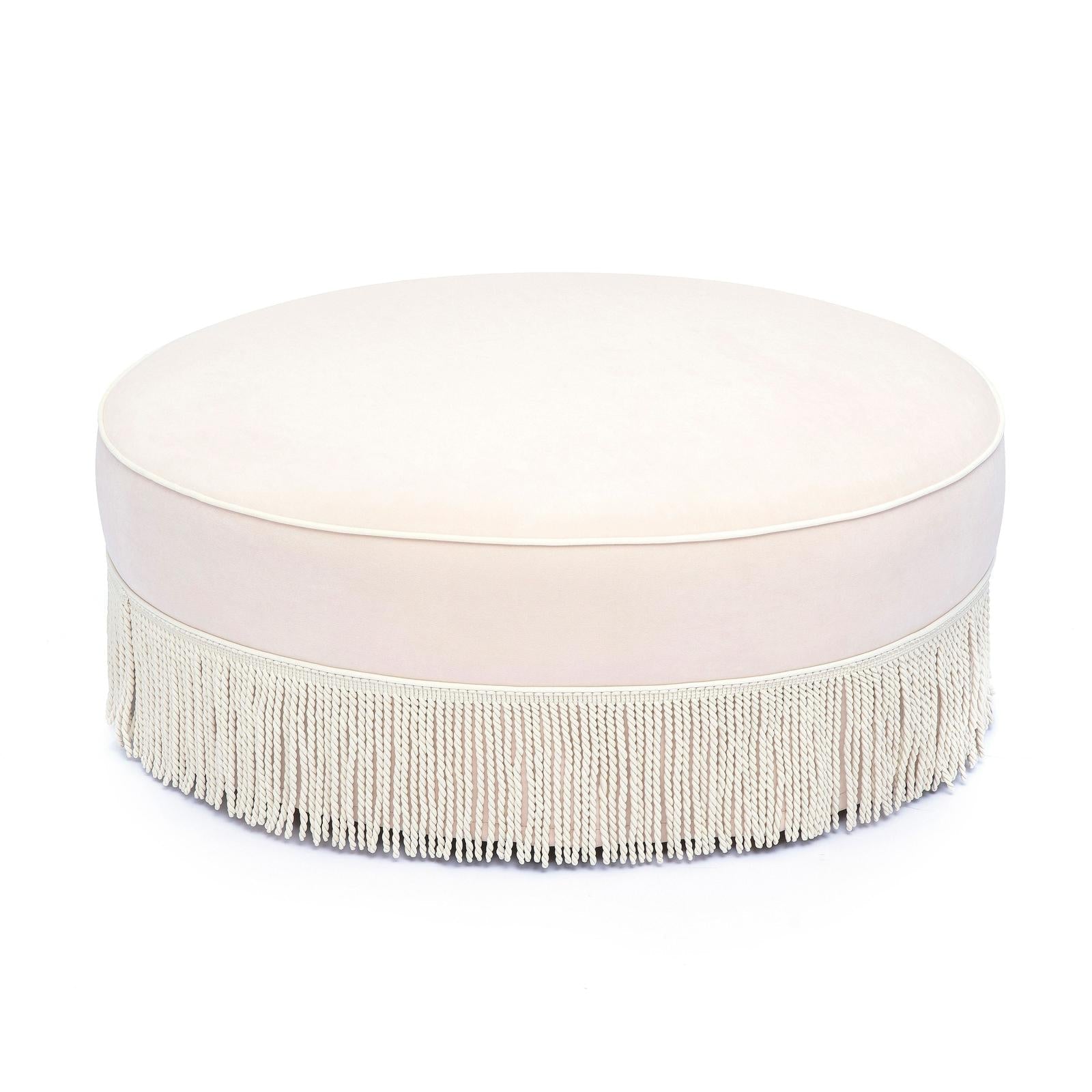 TOV Furniture Tassy Tasseled Round Ottoman