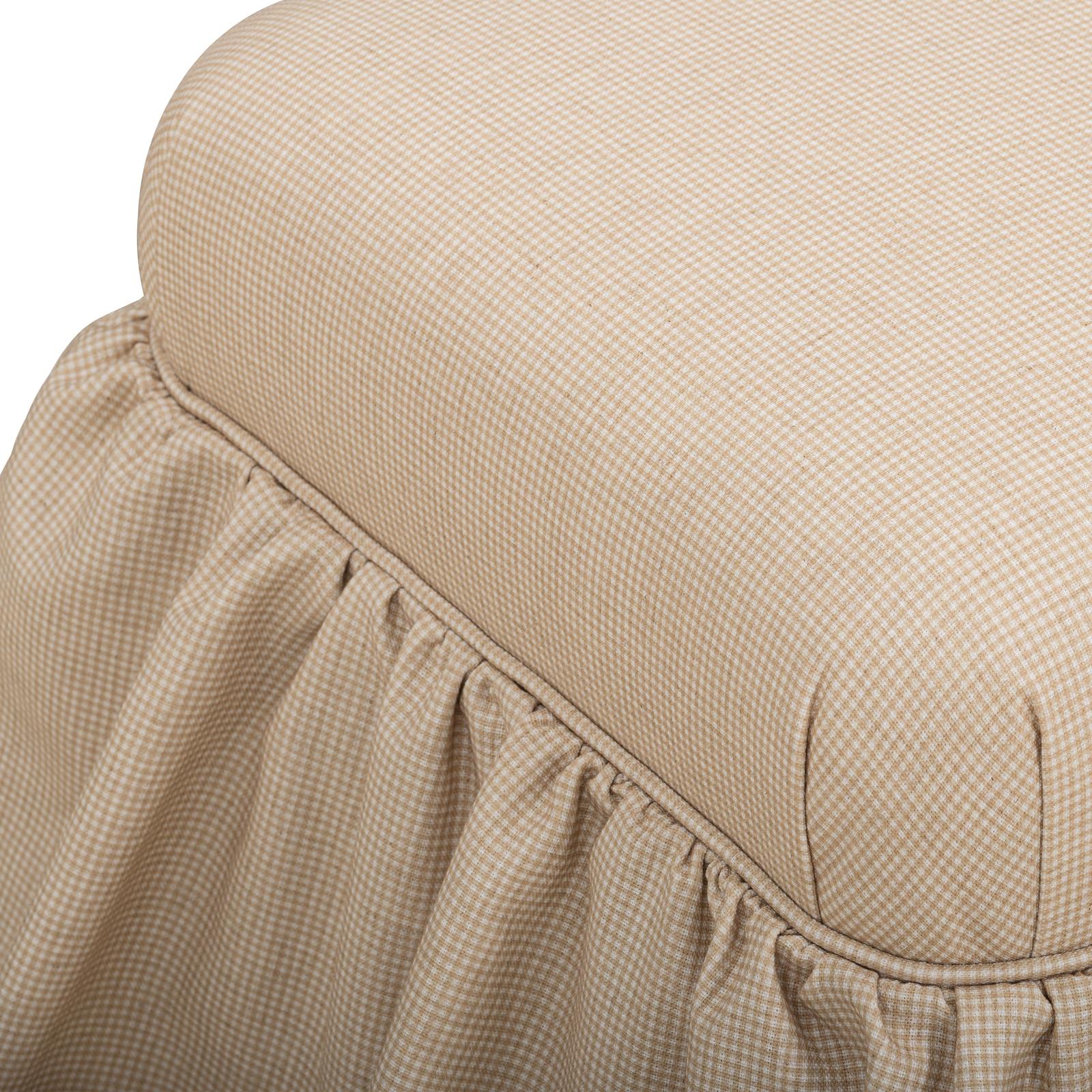 TOV Furniture Gertrude Yellow Gingham Performance Linen Skirted Ottoman