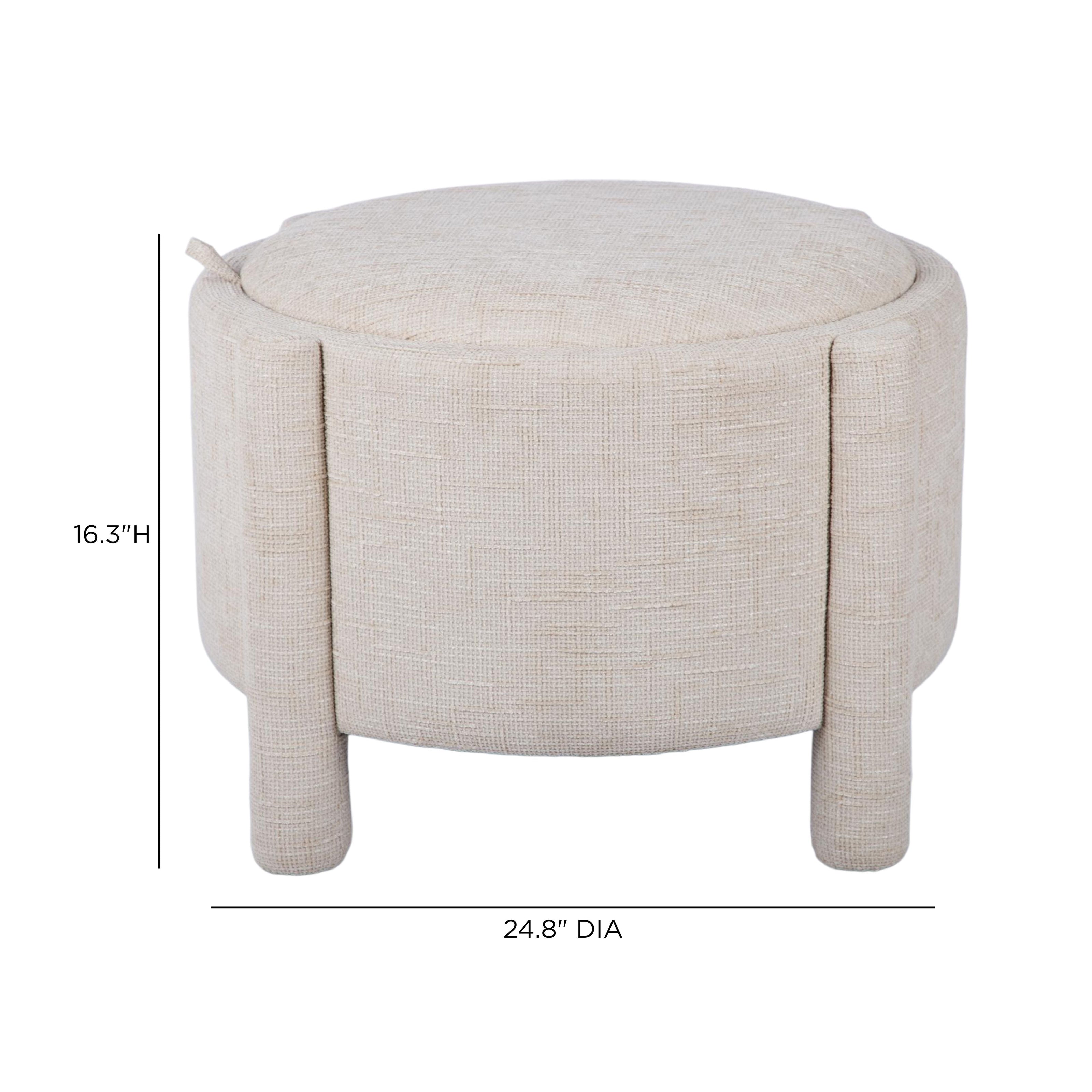 TOV Furniture Bellamy Railroad Chenille Storage Stool With Reversible Tray Top
