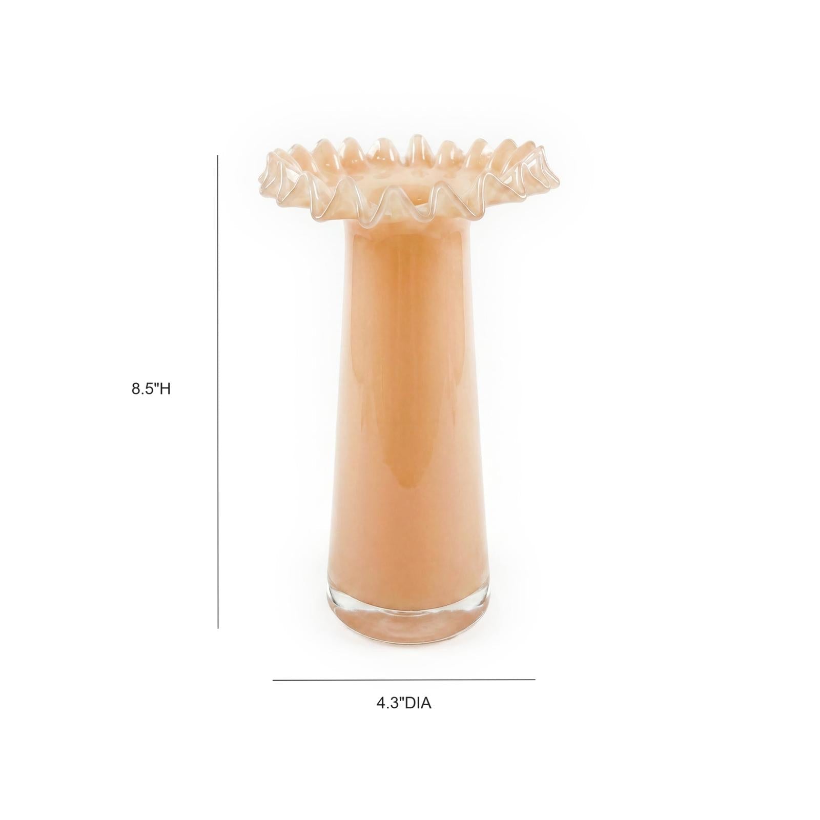 TOV Furniture Ruff Peach Glass Vase