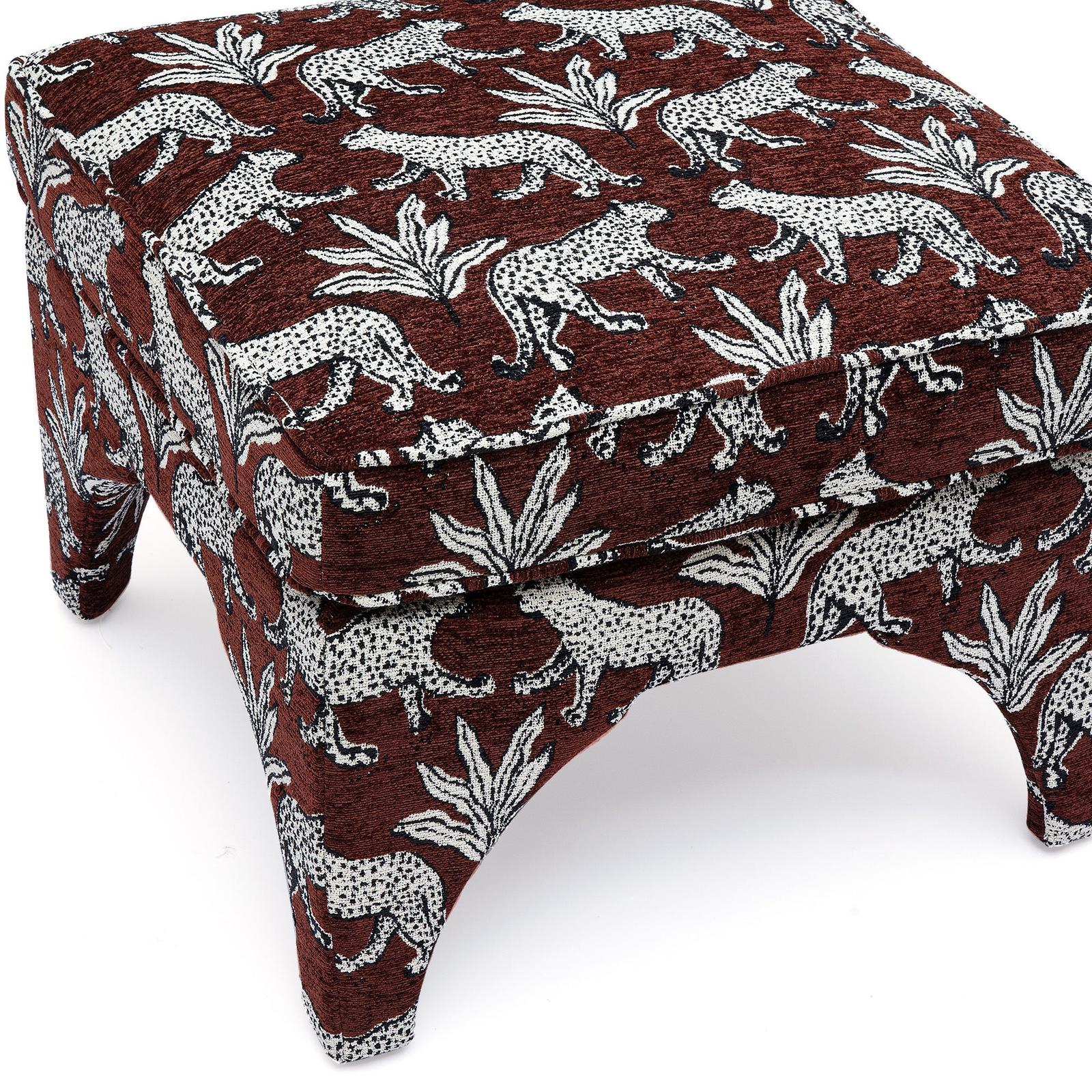 TOV Furniture Raji Leopard Performance Jacquard Ottoman