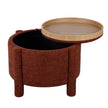 TOV Furniture Bellamy Railroad Chenille Storage Stool With Reversible Tray Top