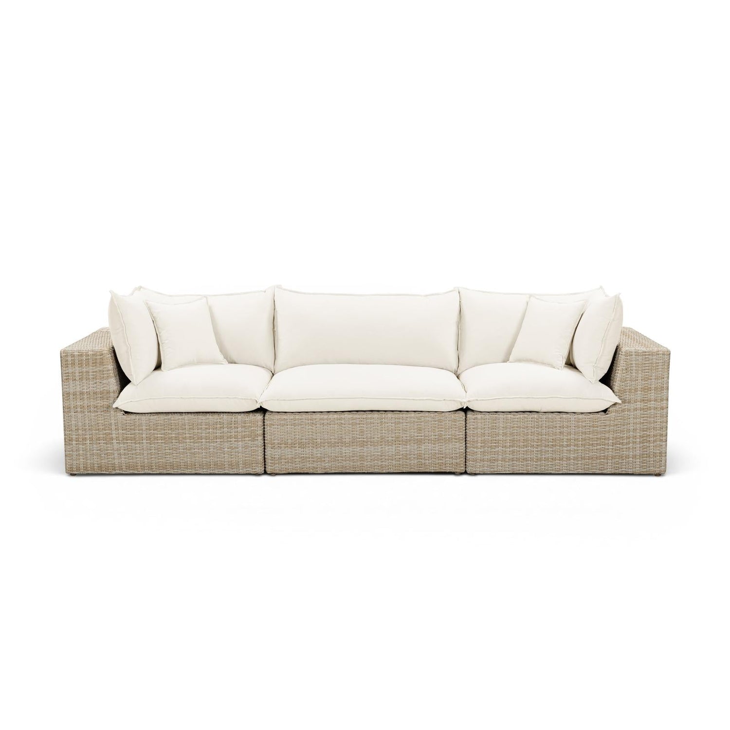 TOV Furniture Cali 120" Performance Fabric & Wicker Outdoor Sofa