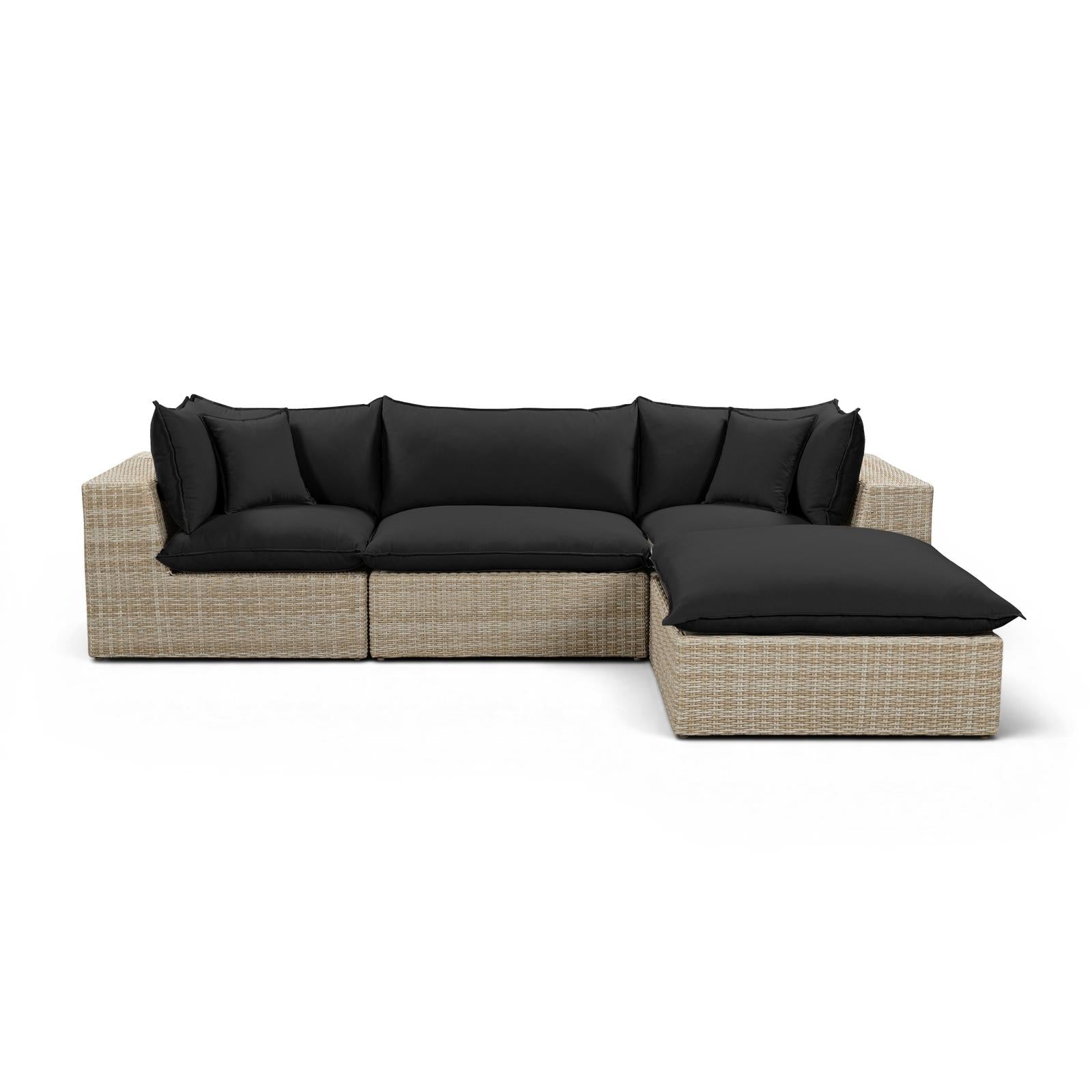 TOV Furniture Cali 4-Piece Performance Fabric & Wicker Outdoor Sectional
