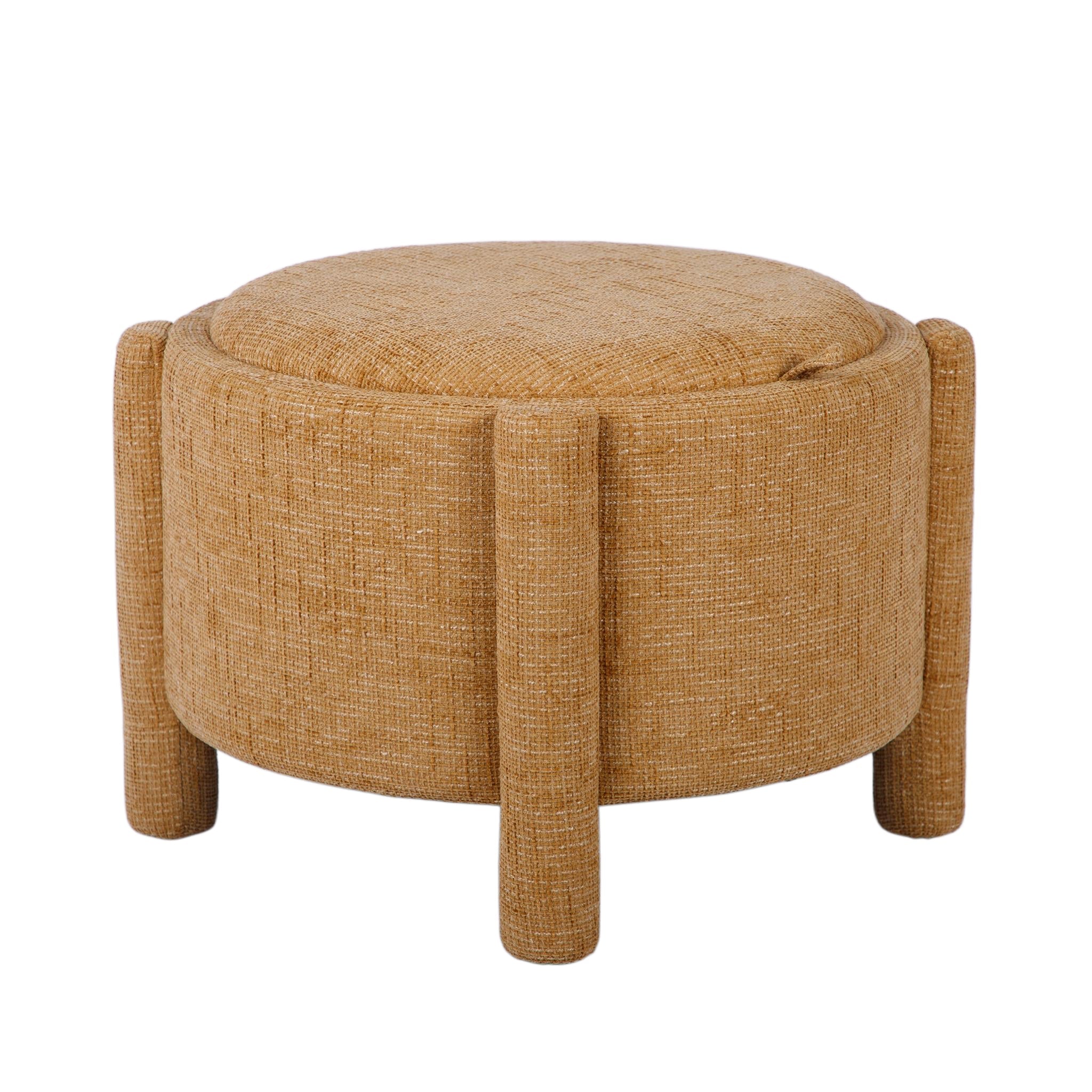 TOV Furniture Bellamy Railroad Chenille Storage Stool With Reversible Tray Top