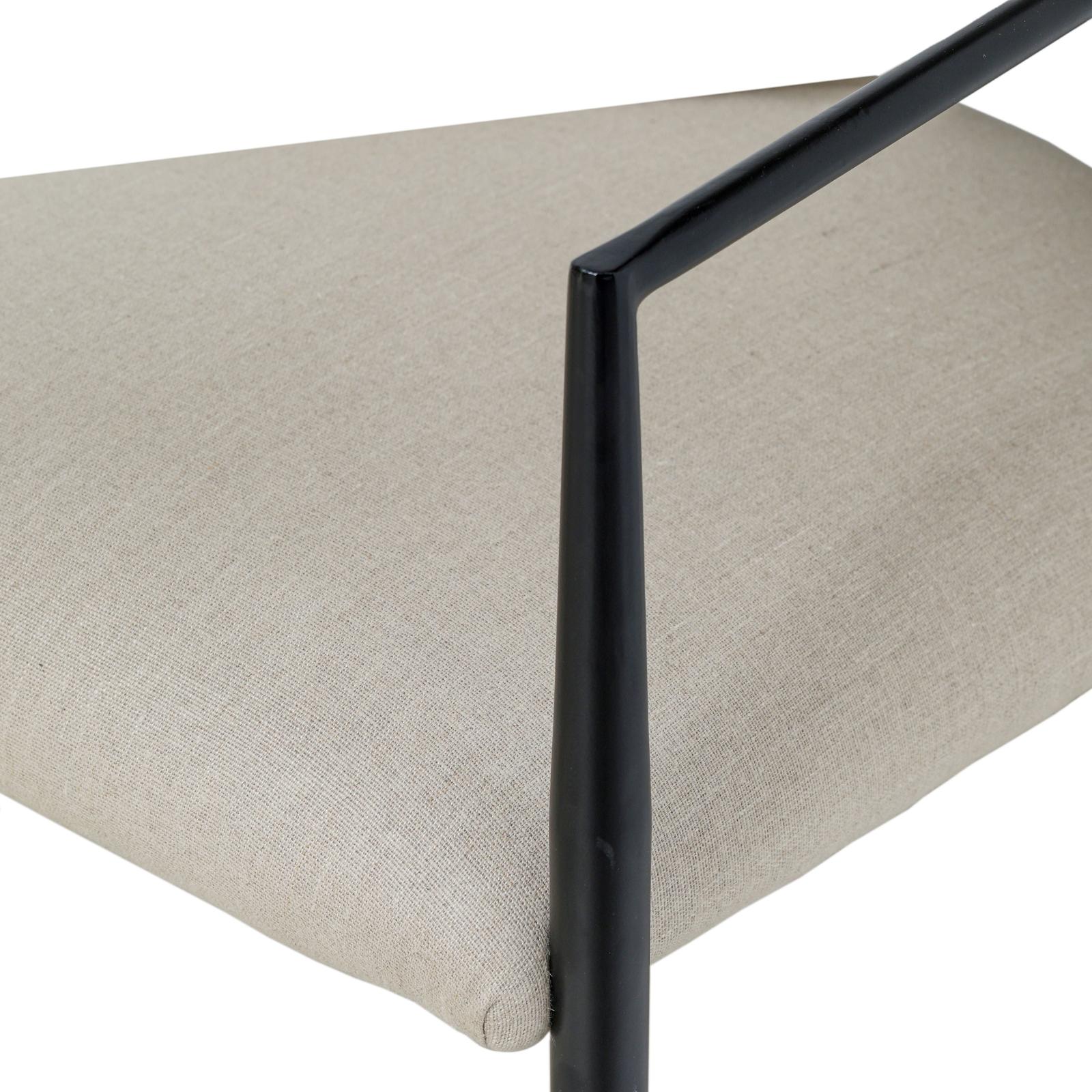 TOV Furniture Forte Cream Linen Forged Iron Dining Chair