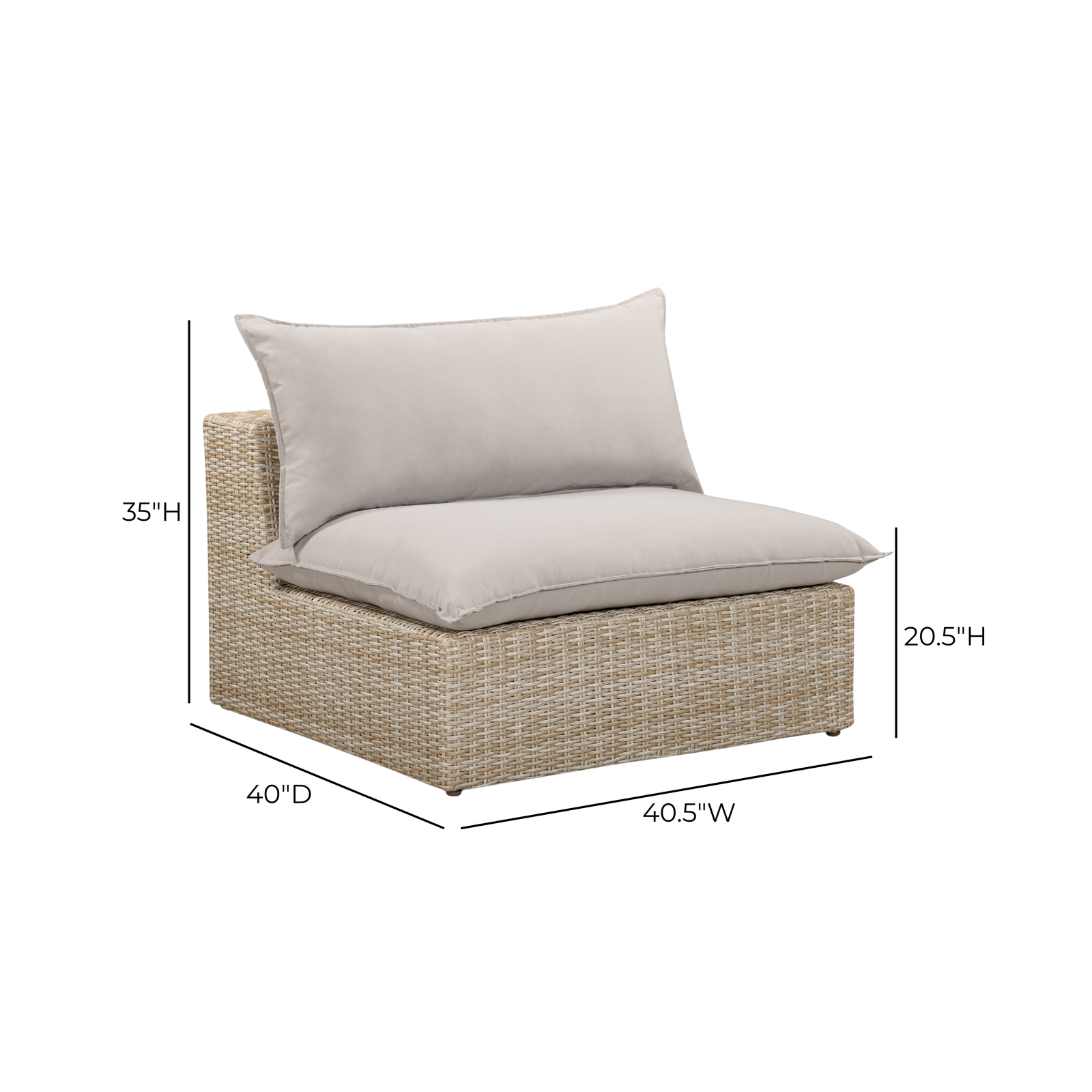 TOV Furniture Cali Performance Fabric & Wicker Outdoor Modular Components