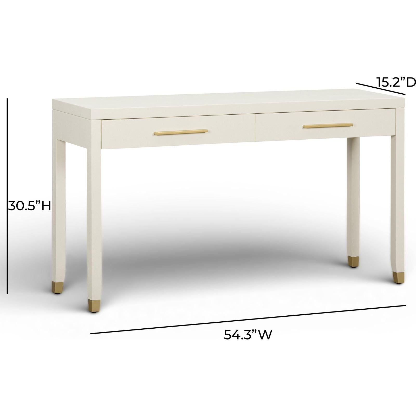 TOV Furniture Dani Cream Faux Shagreen 2-Drawer Console Table