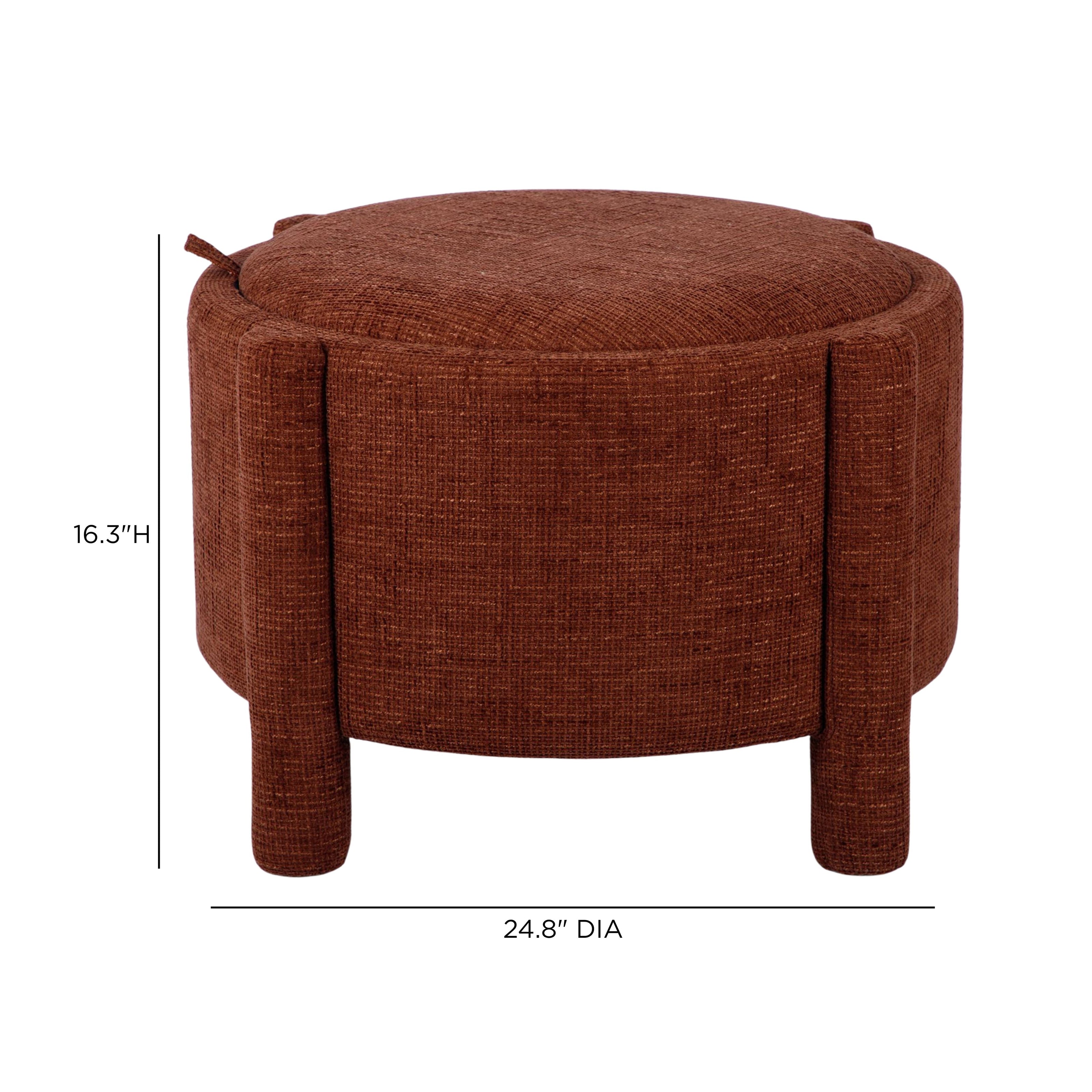 TOV Furniture Bellamy Railroad Chenille Storage Stool With Reversible Tray Top