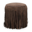 TOV Furniture Daphne Round Suede Fringe Ottoman