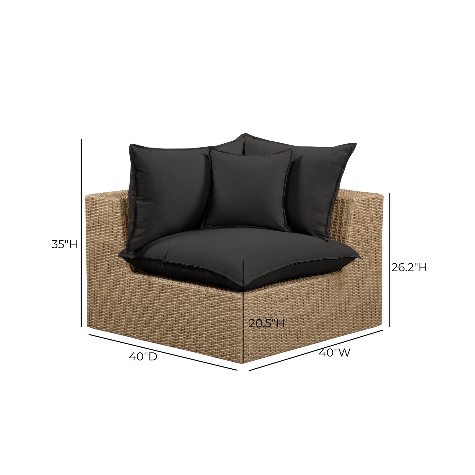 TOV Furniture Cali Performance Fabric & Wicker Outdoor Modular Components