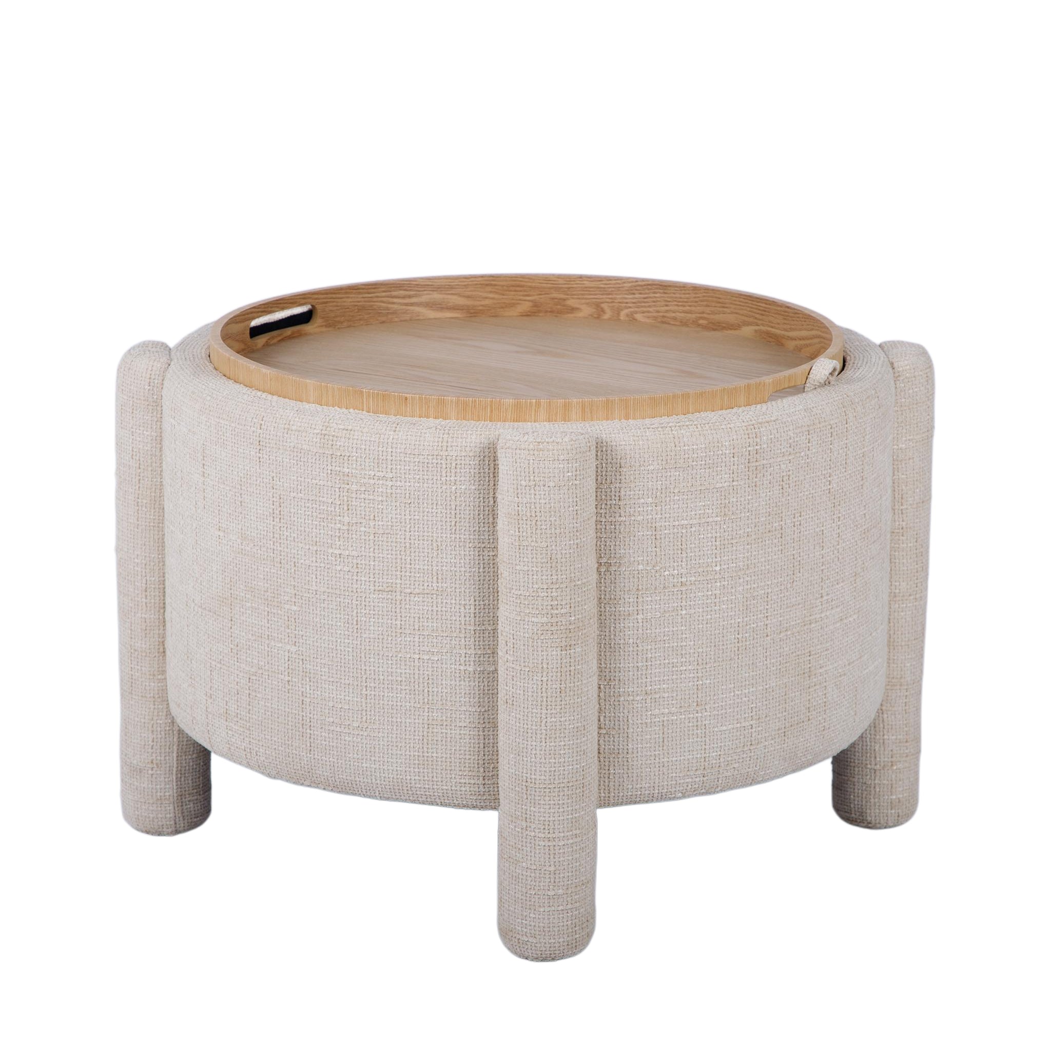 TOV Furniture Bellamy Railroad Chenille Storage Stool With Reversible Tray Top