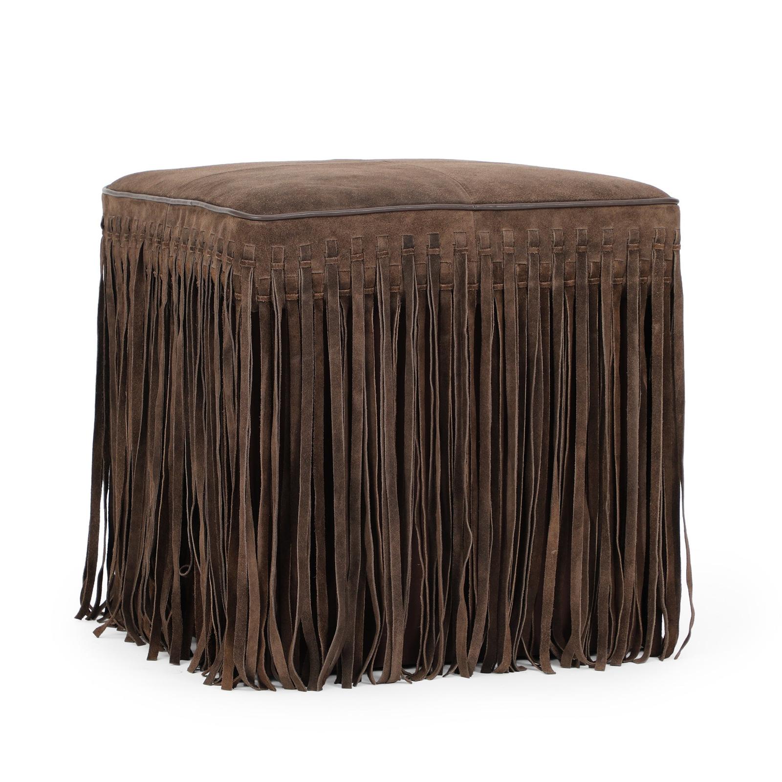 TOV Furniture Daphne Square Suede Fringe Ottoman