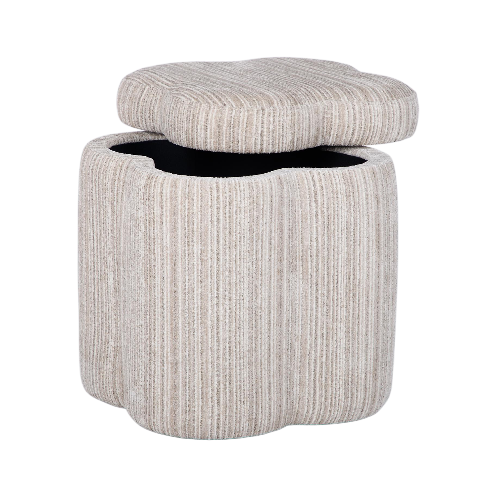 TOV Furniture Lilou Cream Striped Jacquard Storage Accent Stool