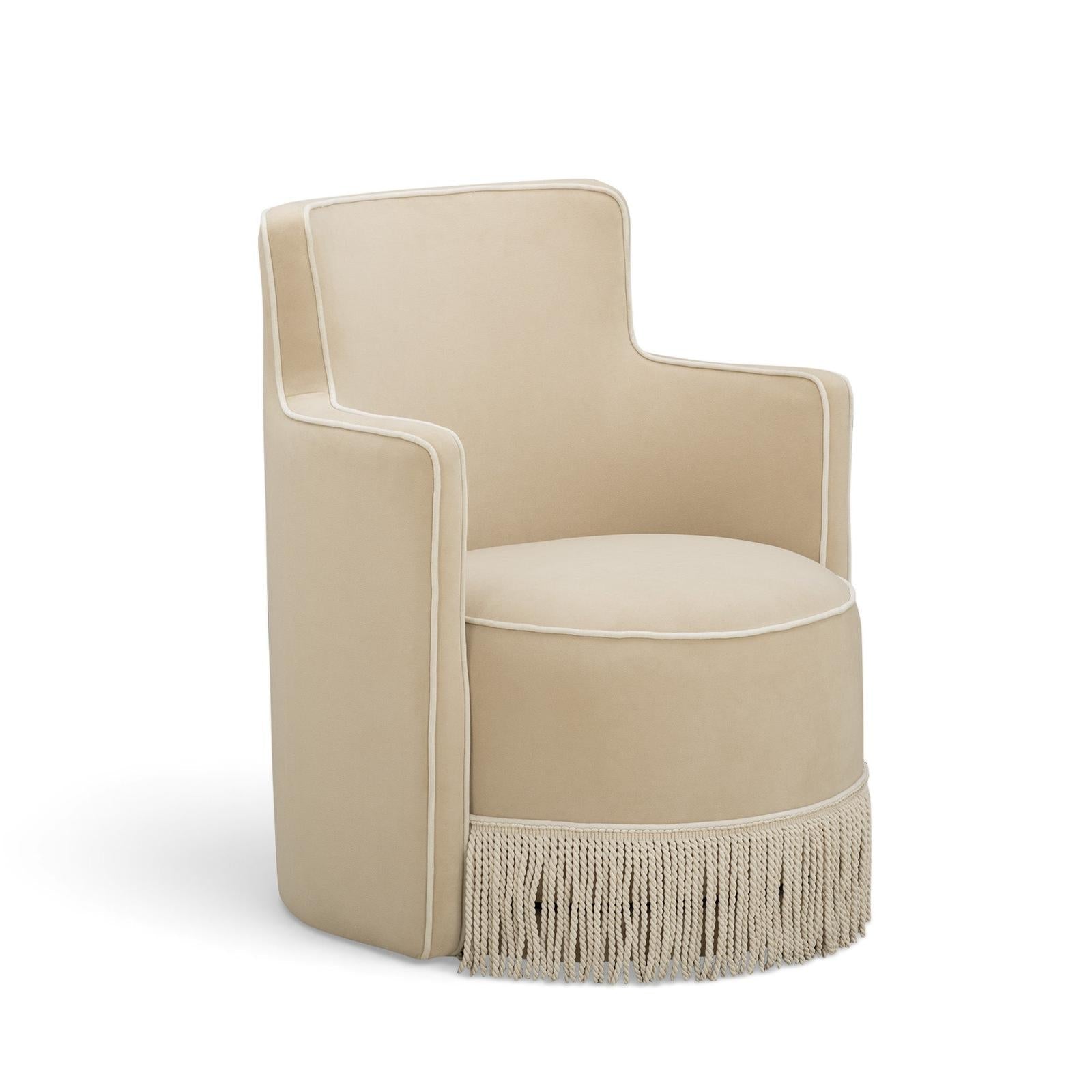 TOV Furniture Passe Tasseled Velvet Swivel Accent Chair