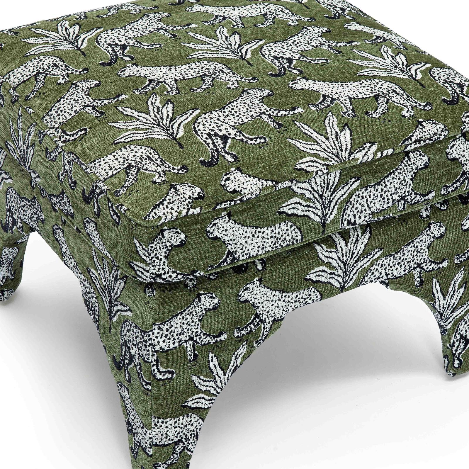 TOV Furniture Raji Leopard Performance Jacquard Ottoman