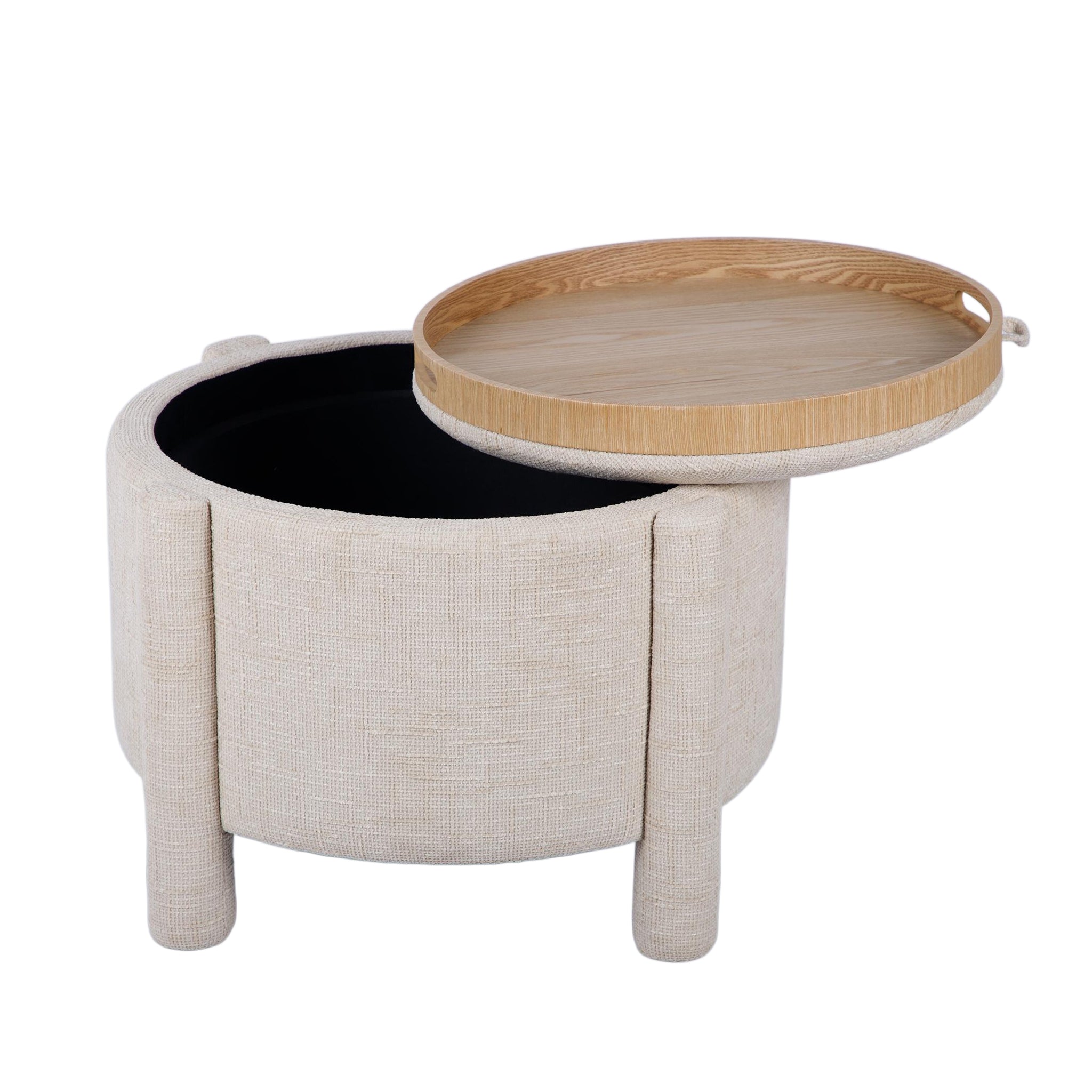 TOV Furniture Bellamy Railroad Chenille Storage Stool With Reversible Tray Top