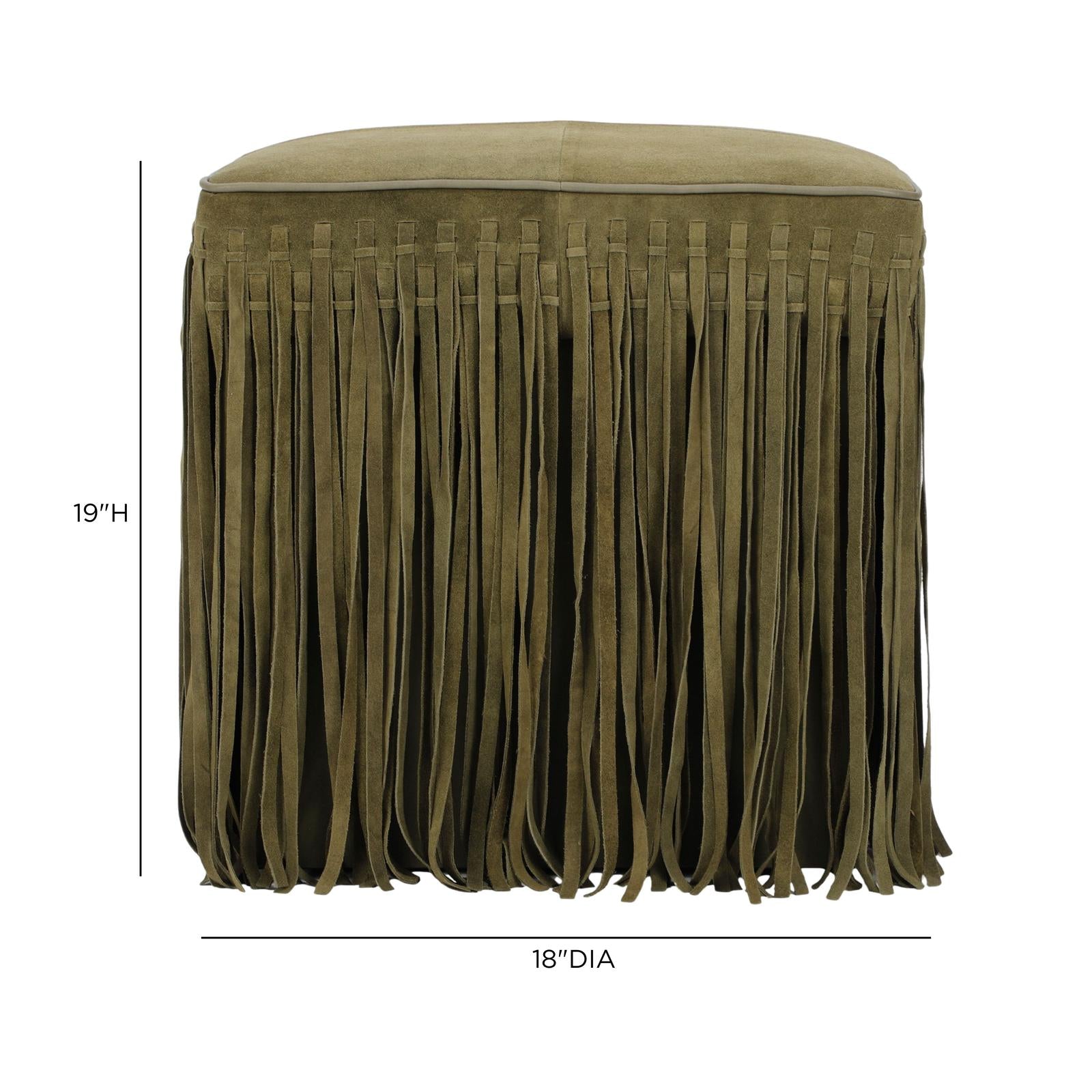 TOV Furniture Daphne Square Suede Fringe Ottoman