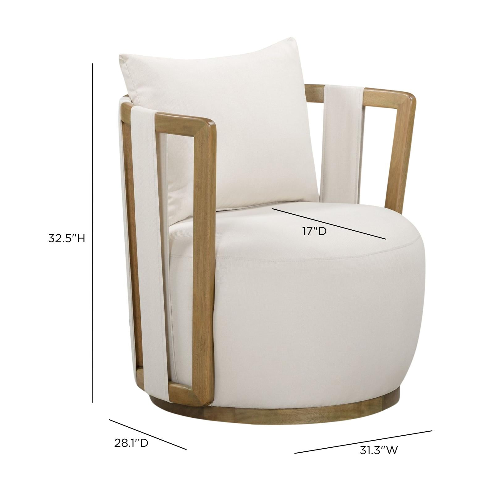 TOV Furniture Paolo Cream Upcycled Basketweave Fabric Outdoor Accent Chair