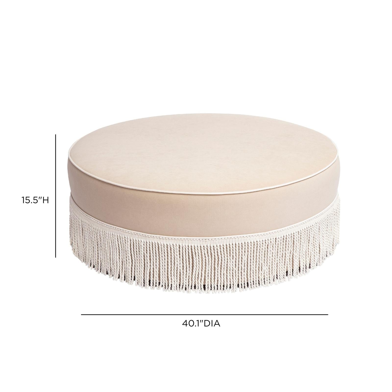 TOV Furniture Tassy Tasseled Round Ottoman